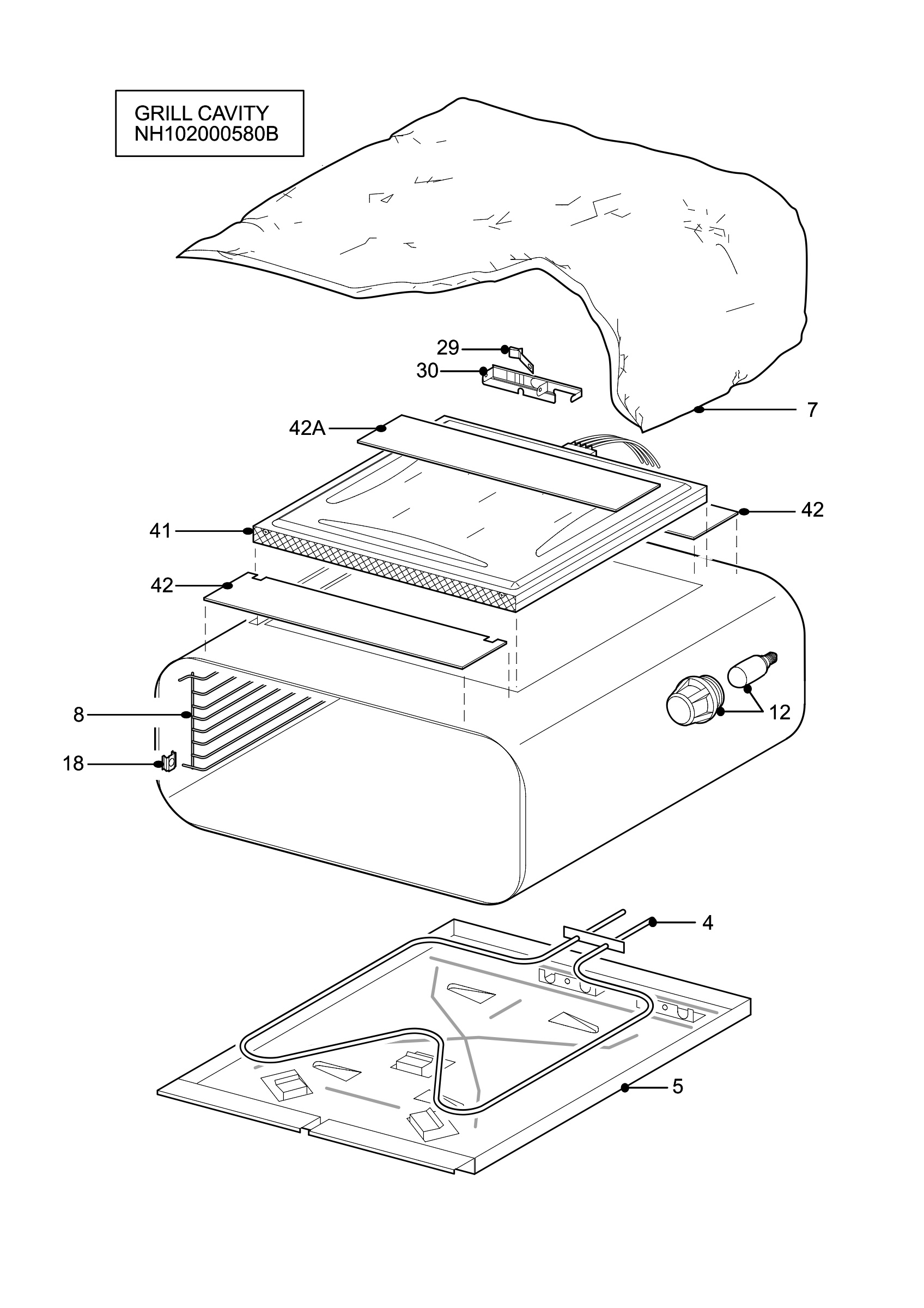 H10 Grill cavity assy