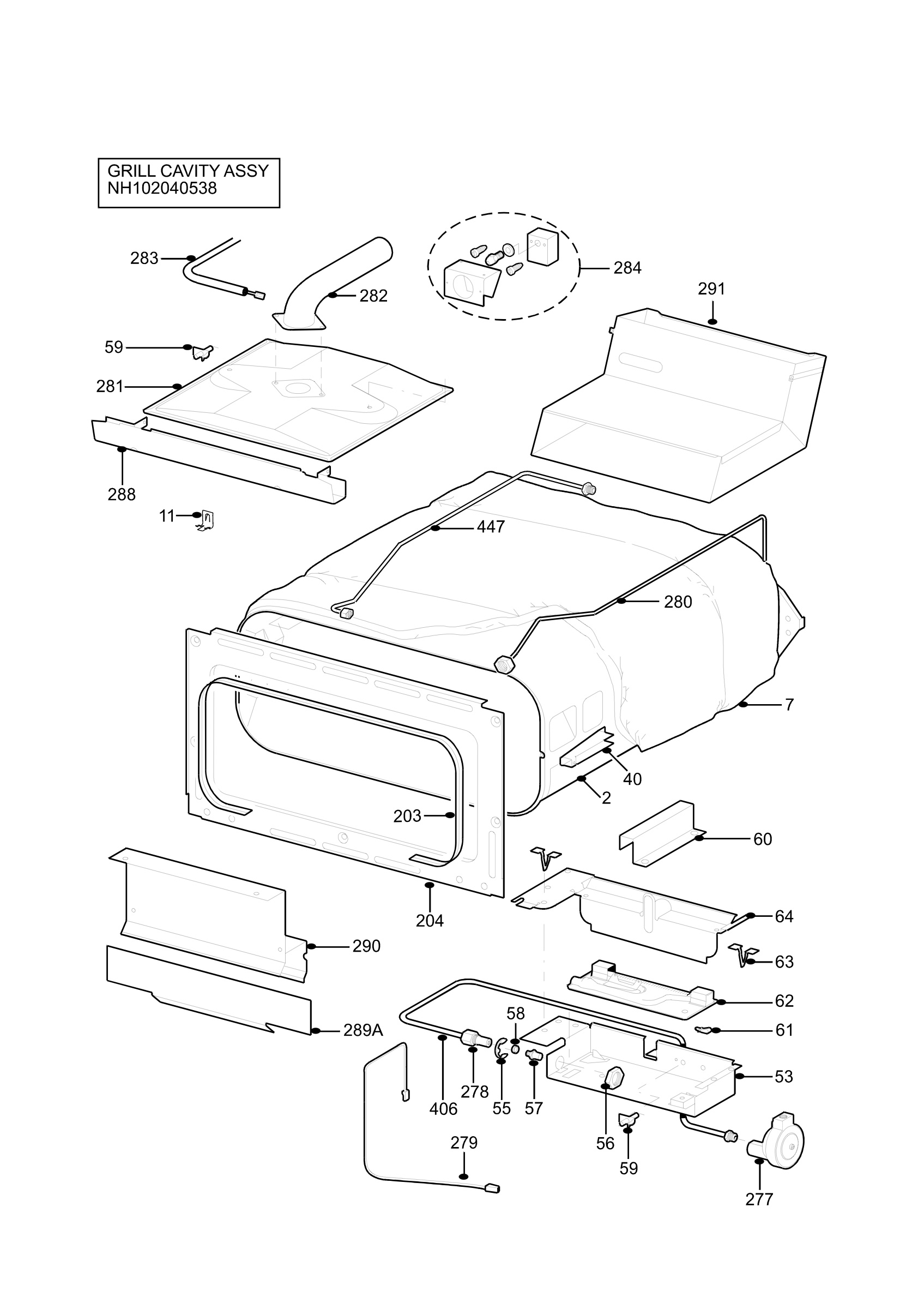 H10 Grill cavity assy