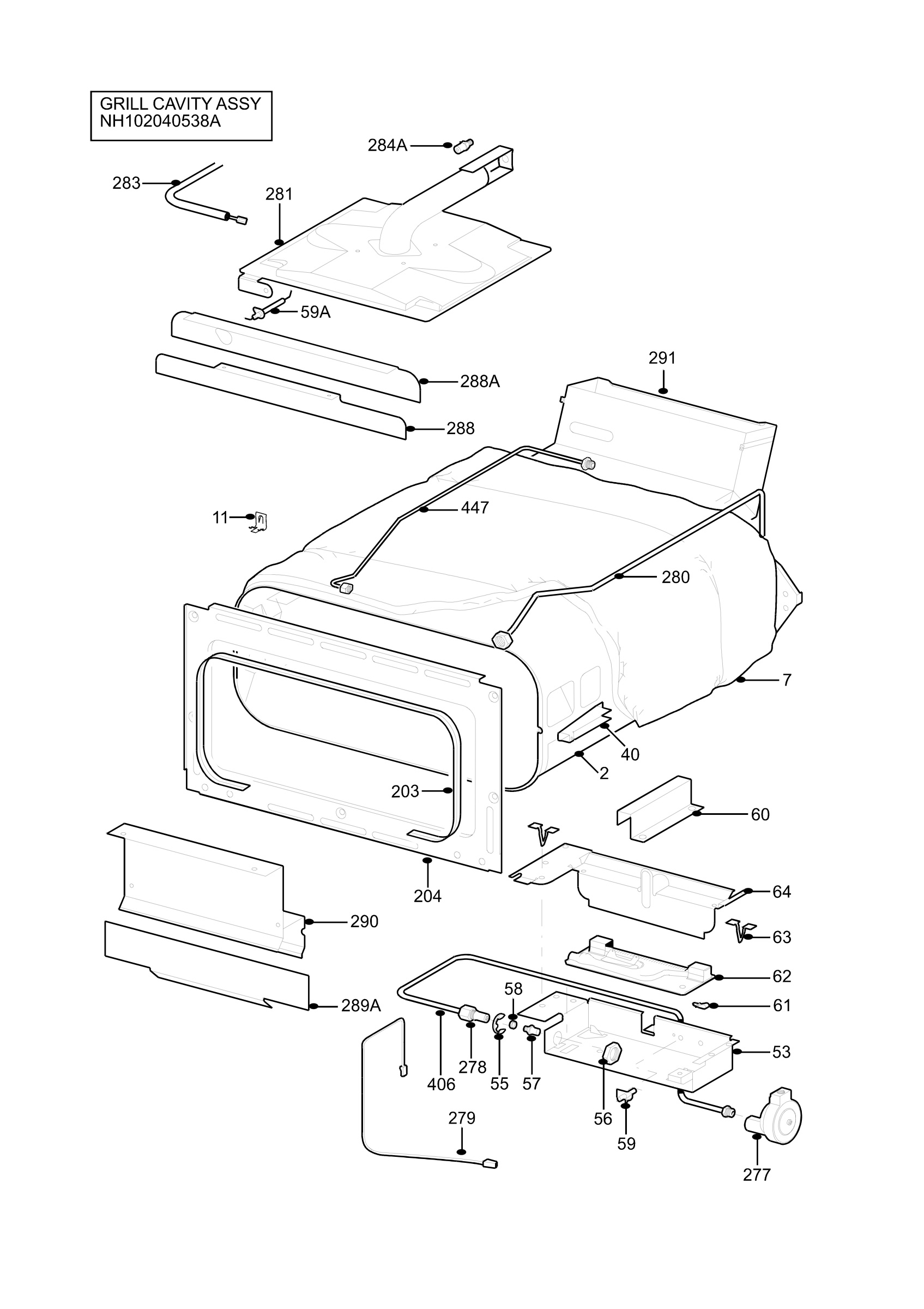 H10 Grill cavity assy