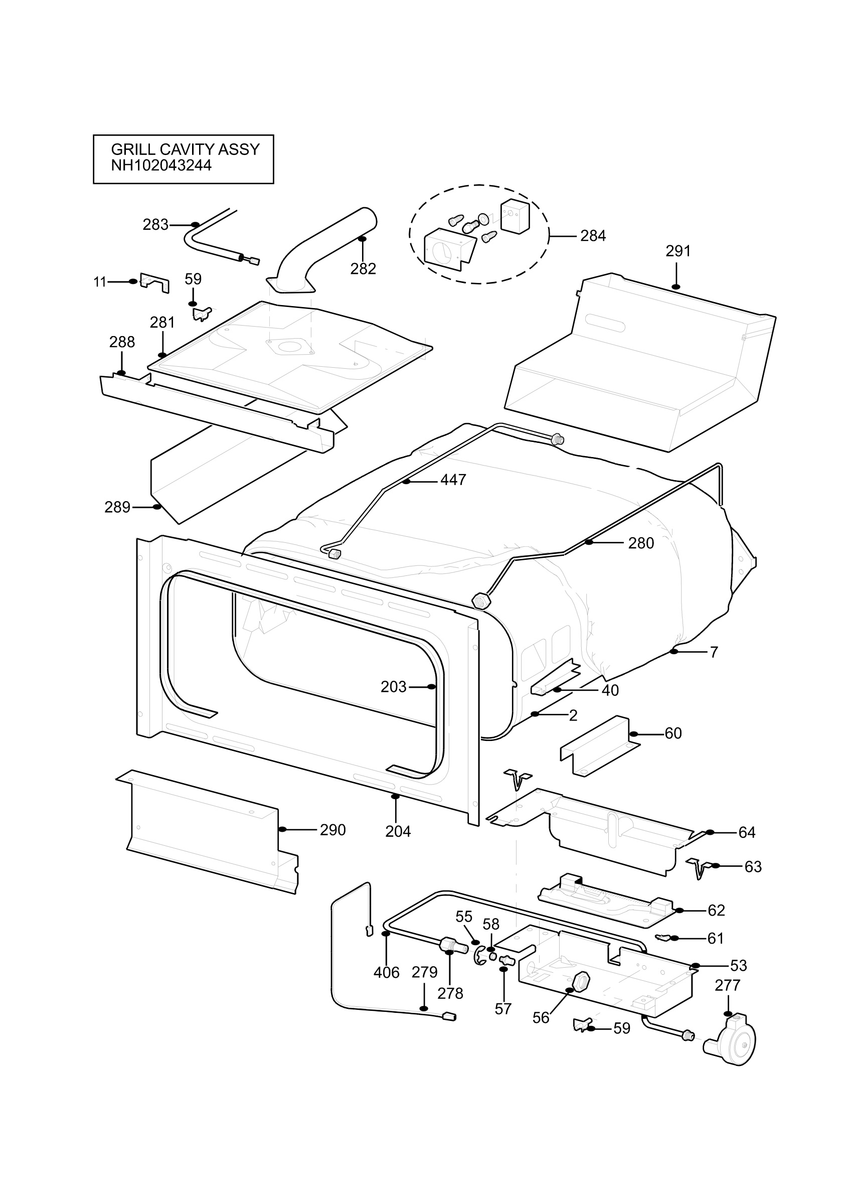 H10 Grill cavity assy