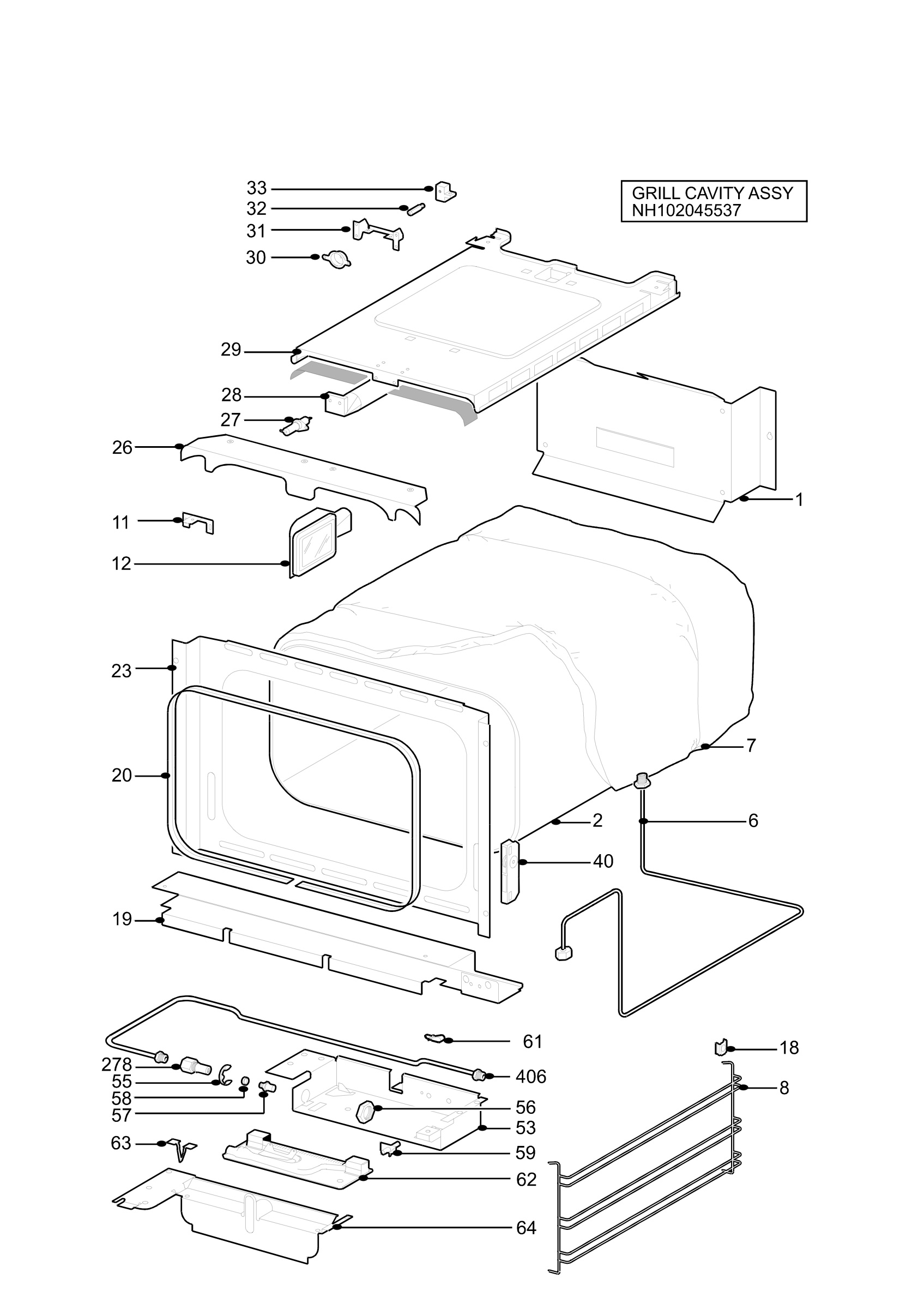 H10 Grill cavity assy