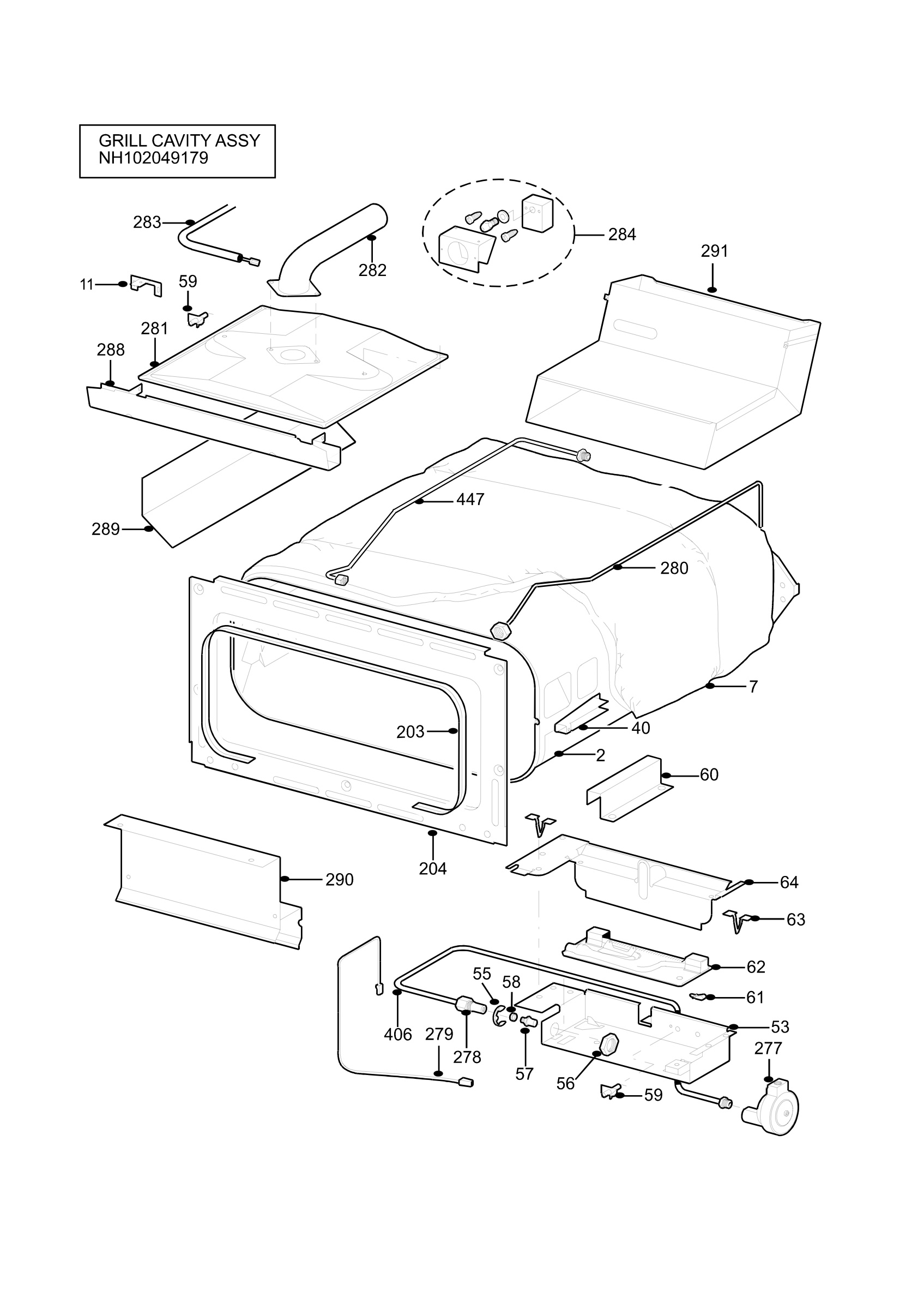 H10 Grill cavity assy