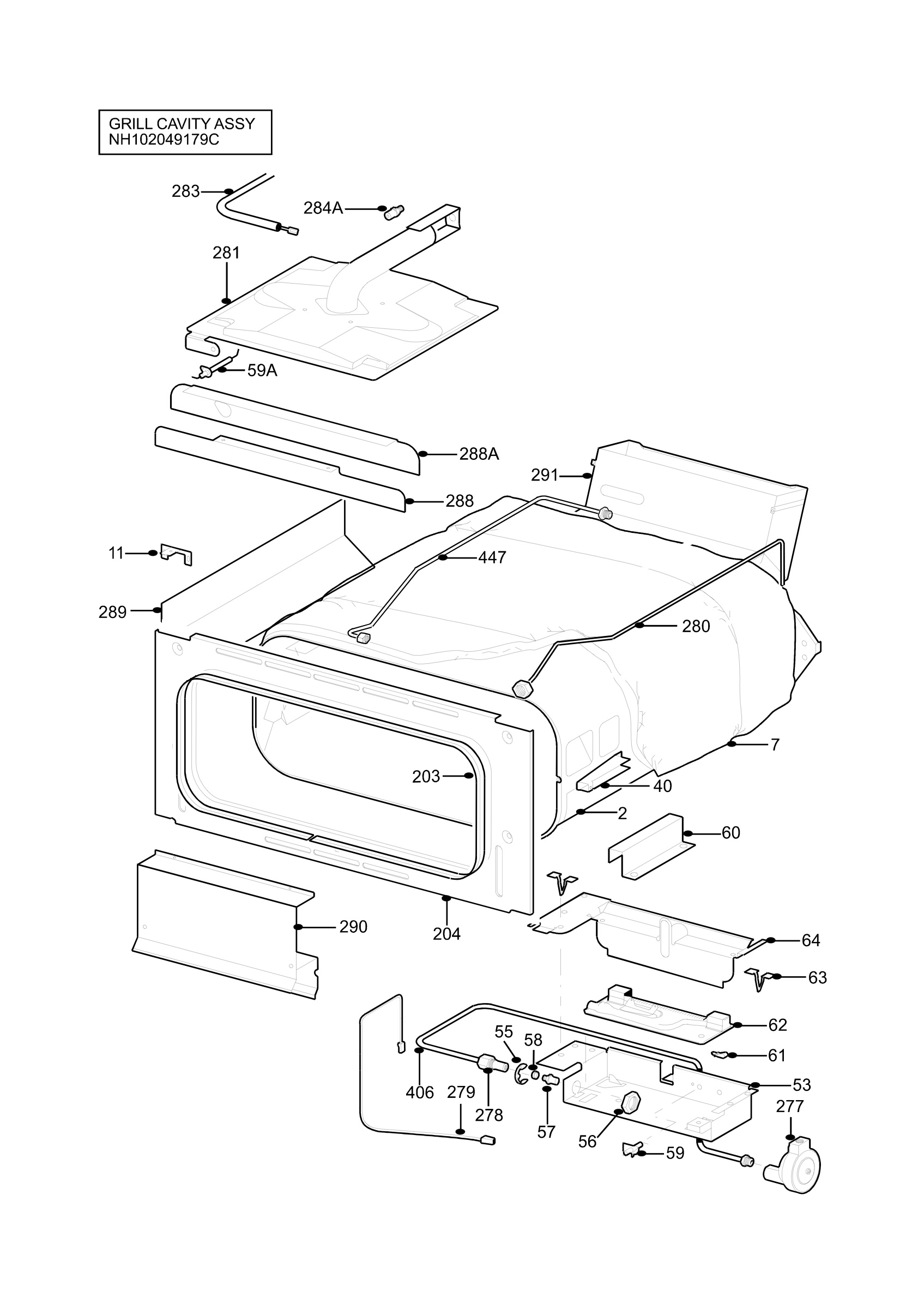 H10 Grill cavity assy