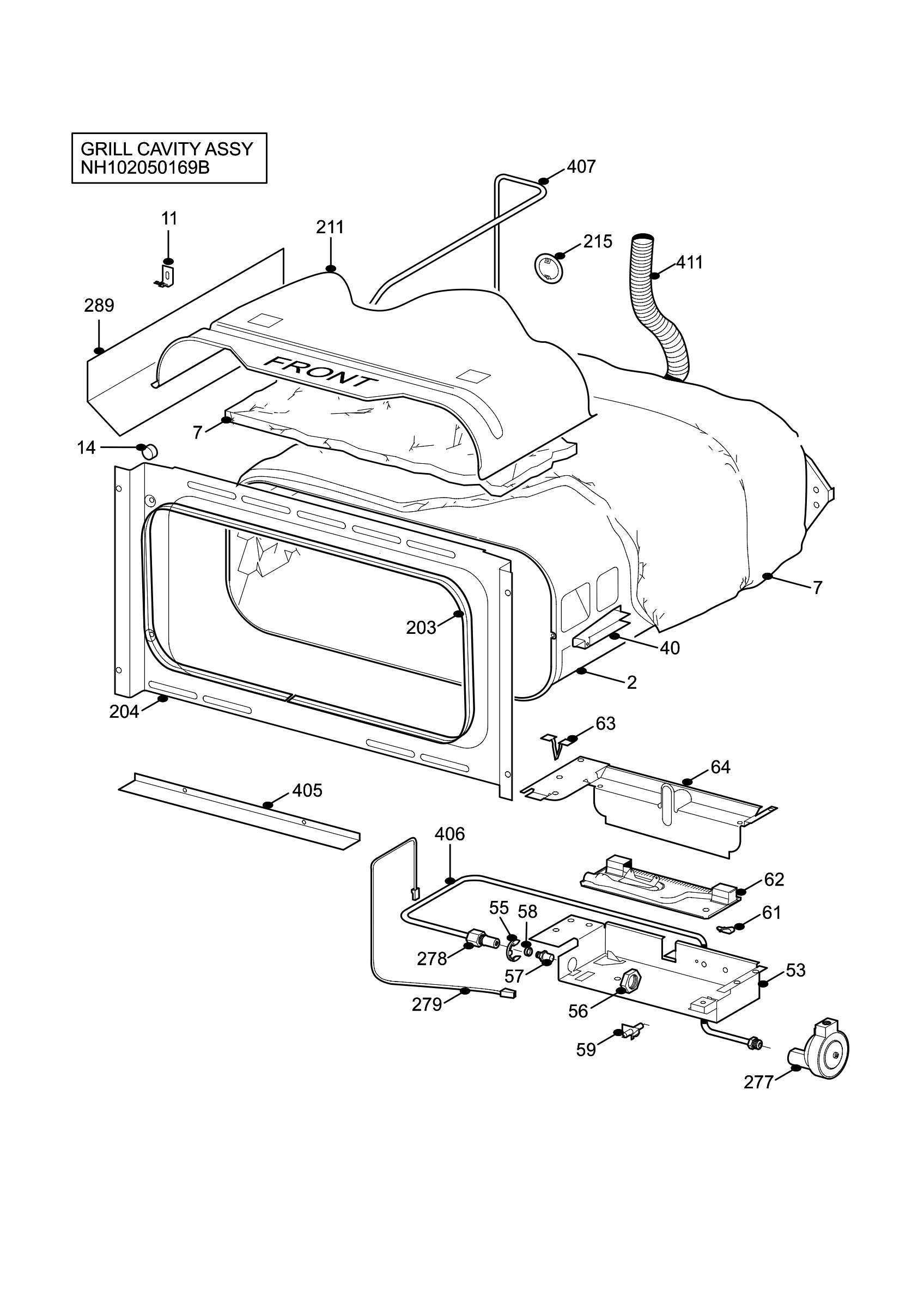 H10 Grill cavity assy