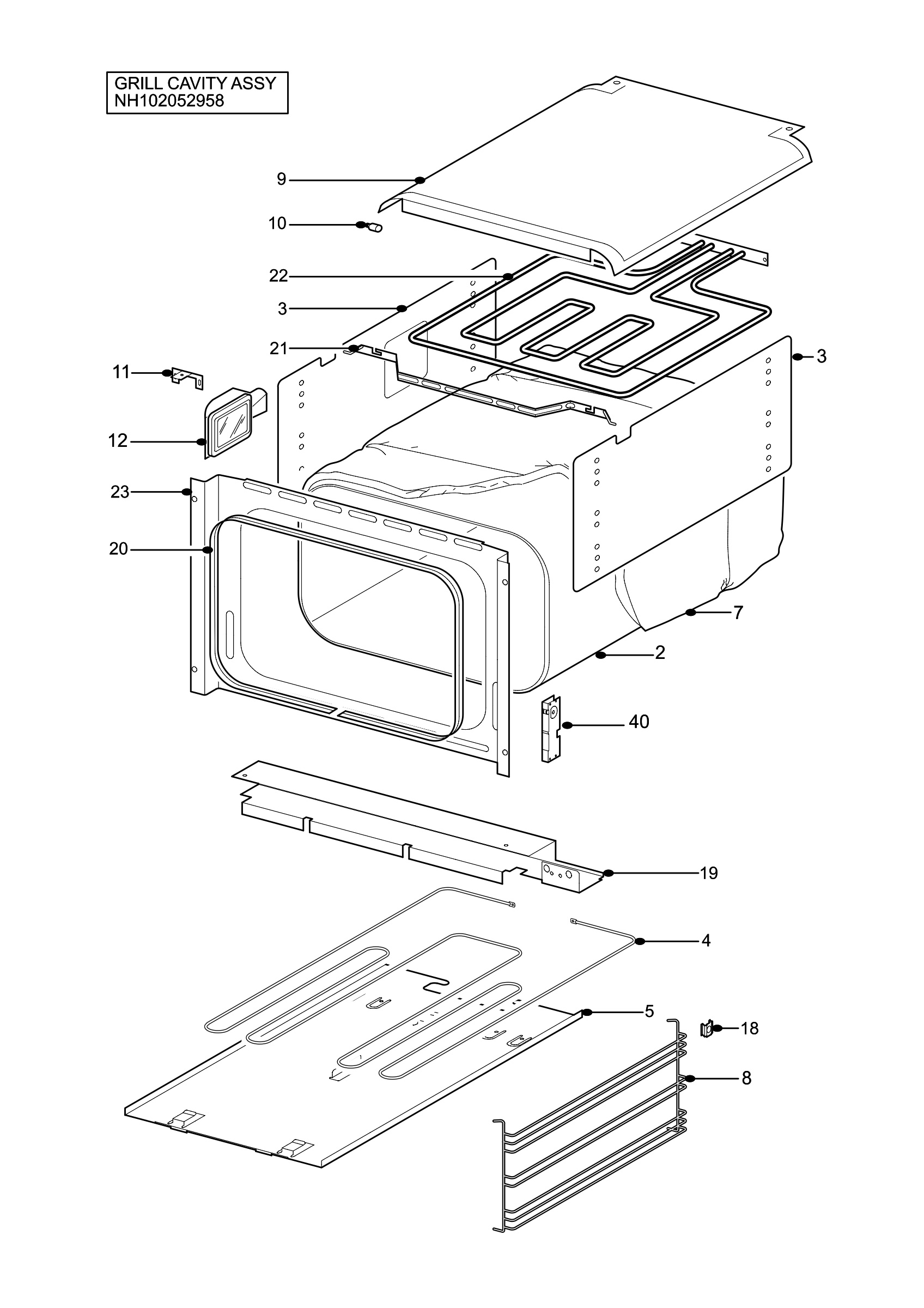 H10 Grill cavity assy
