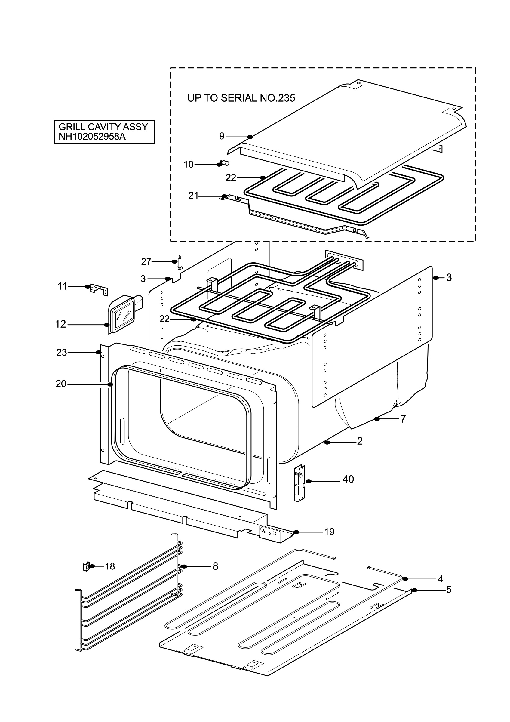 H10 Grill cavity assy