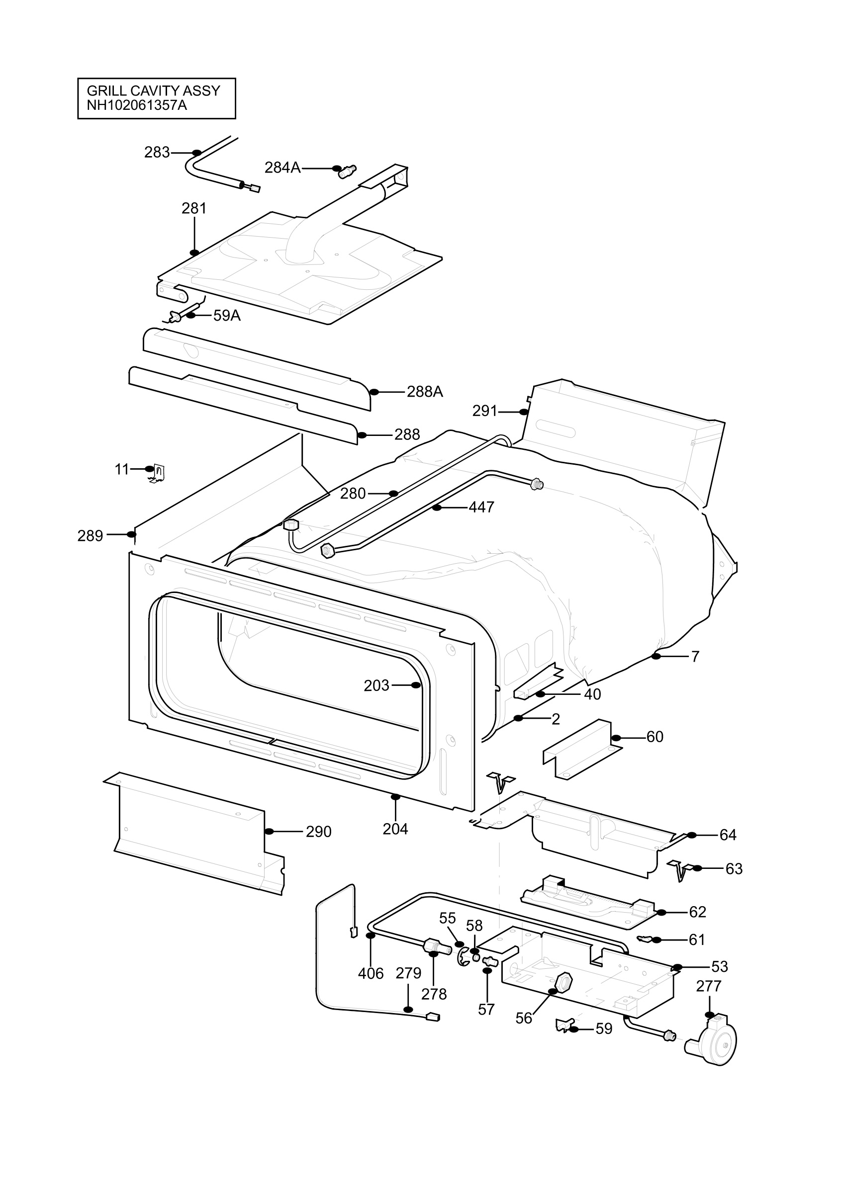 H10 Grill cavity assy
