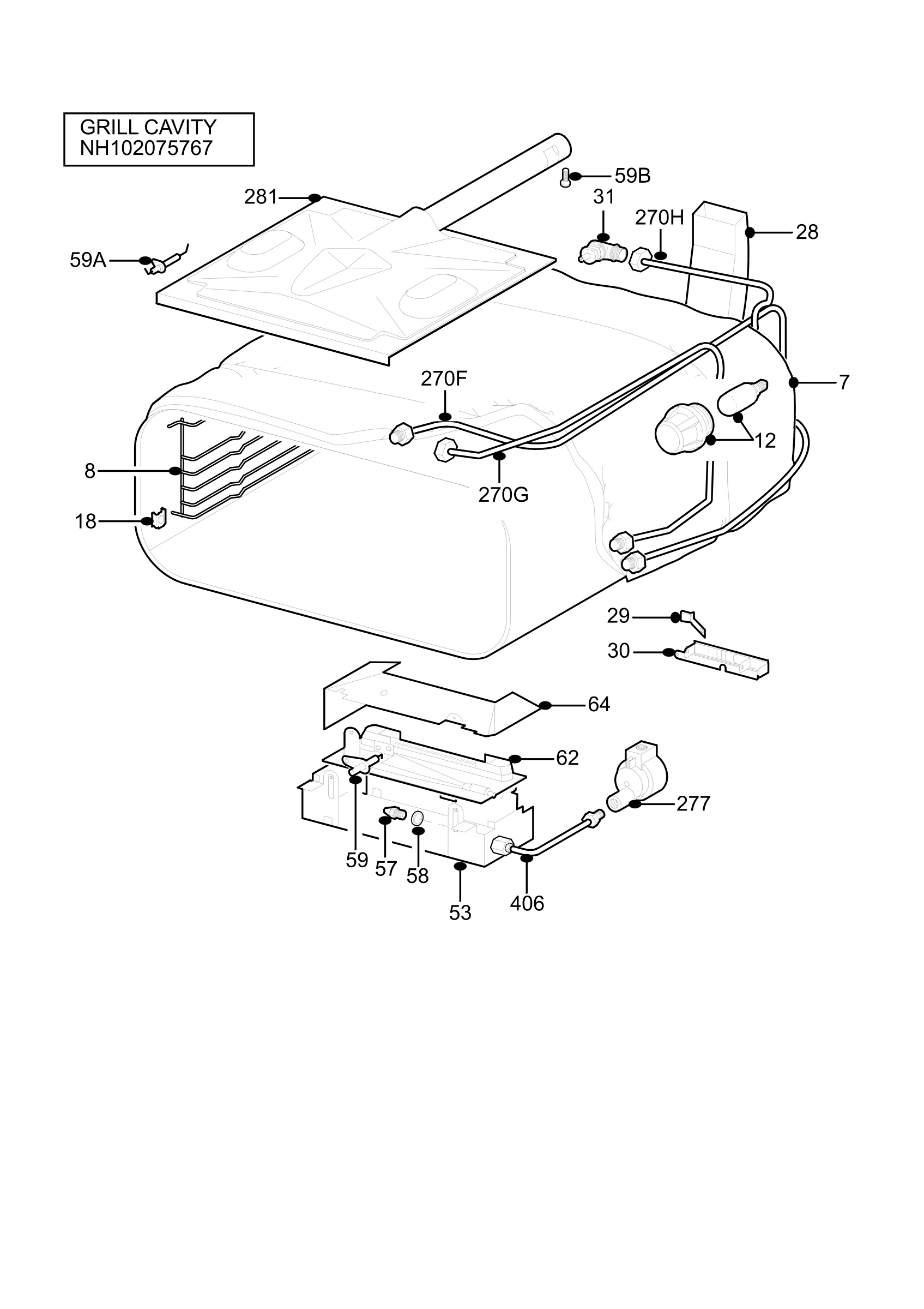 H10 Grill cavity assy