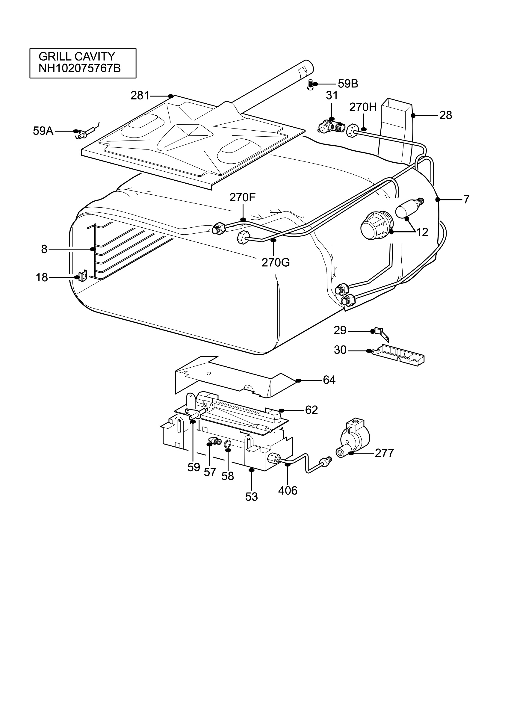 H10 Grill cavity assy