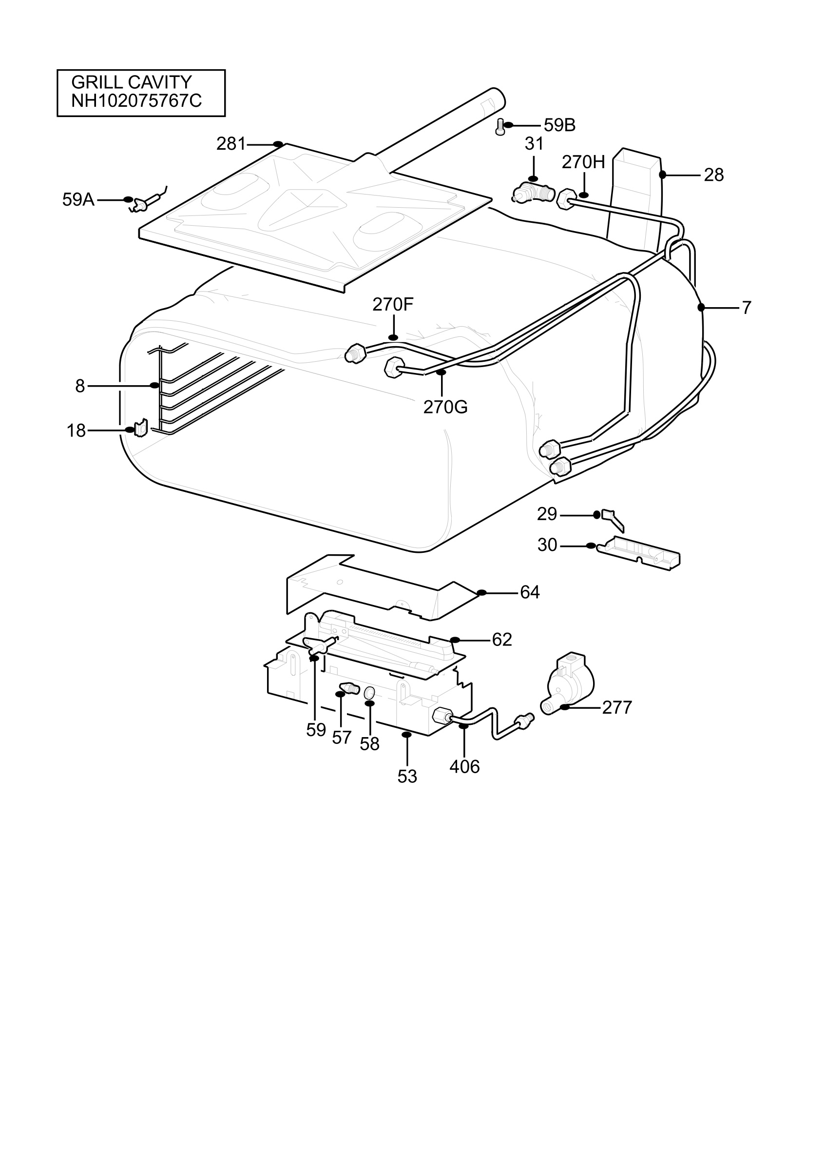 H10 Grill cavity assy