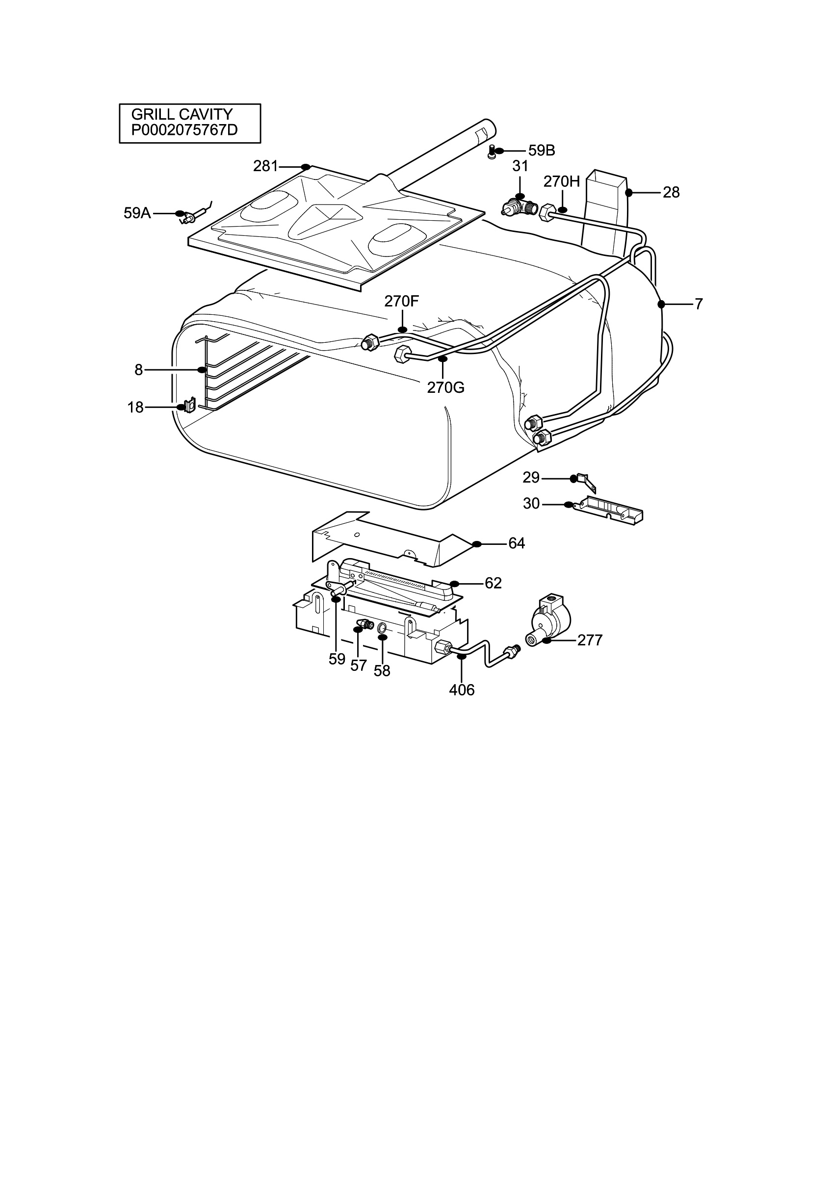 H10 Grill cavity assy