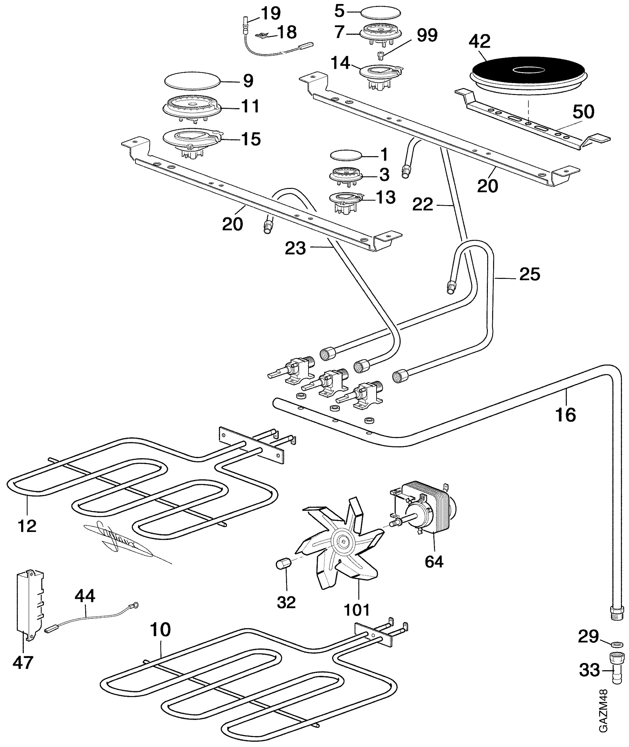Oven and Top functional parts