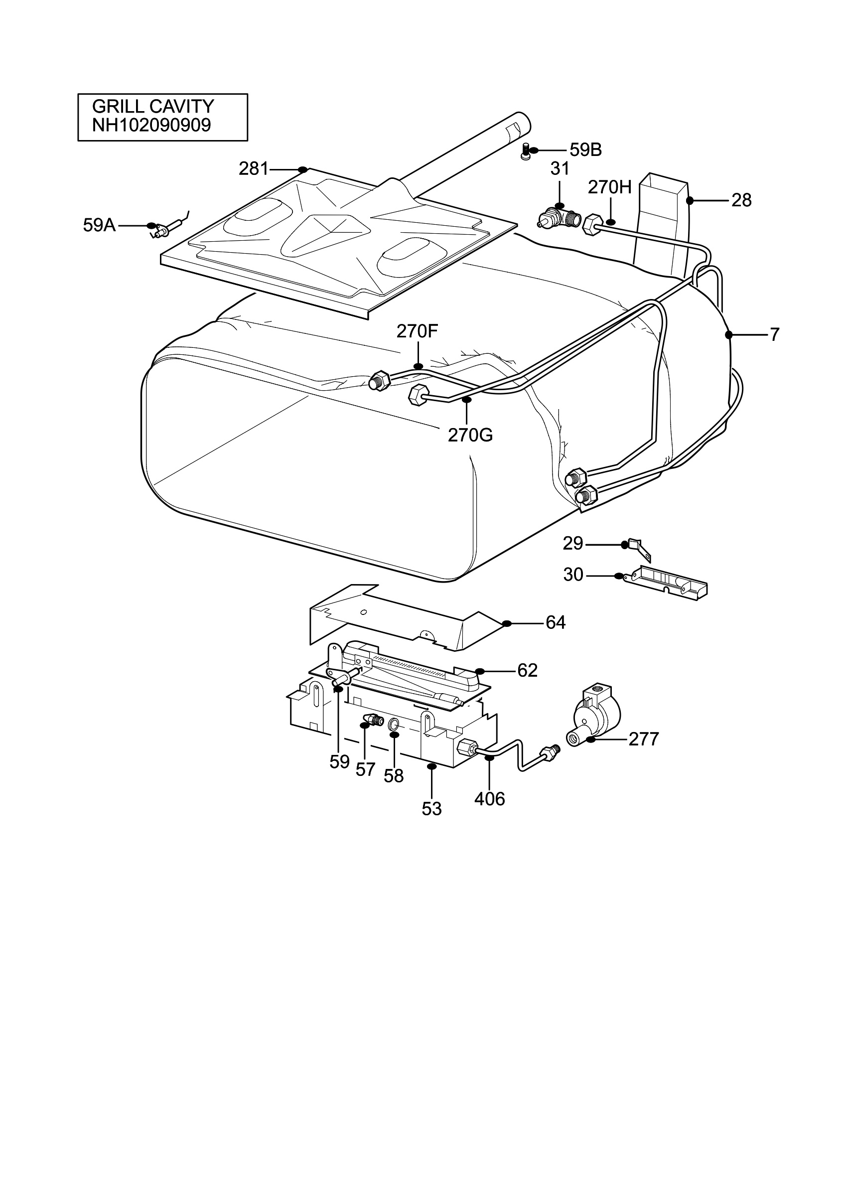 H10 Grill cavity assy