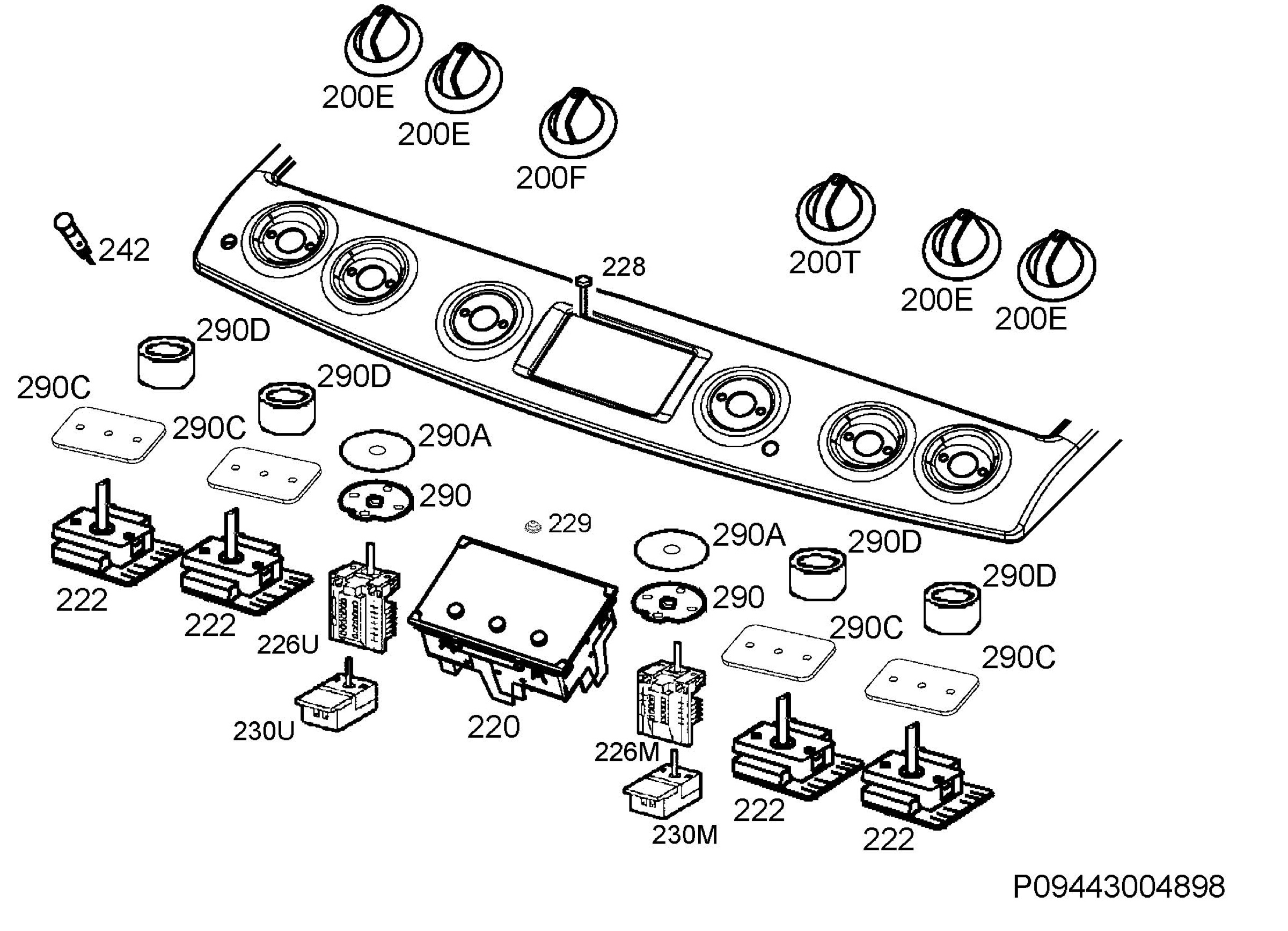 Zanussi Cooker & Hob ZCV66078XA (94890428001) Spares