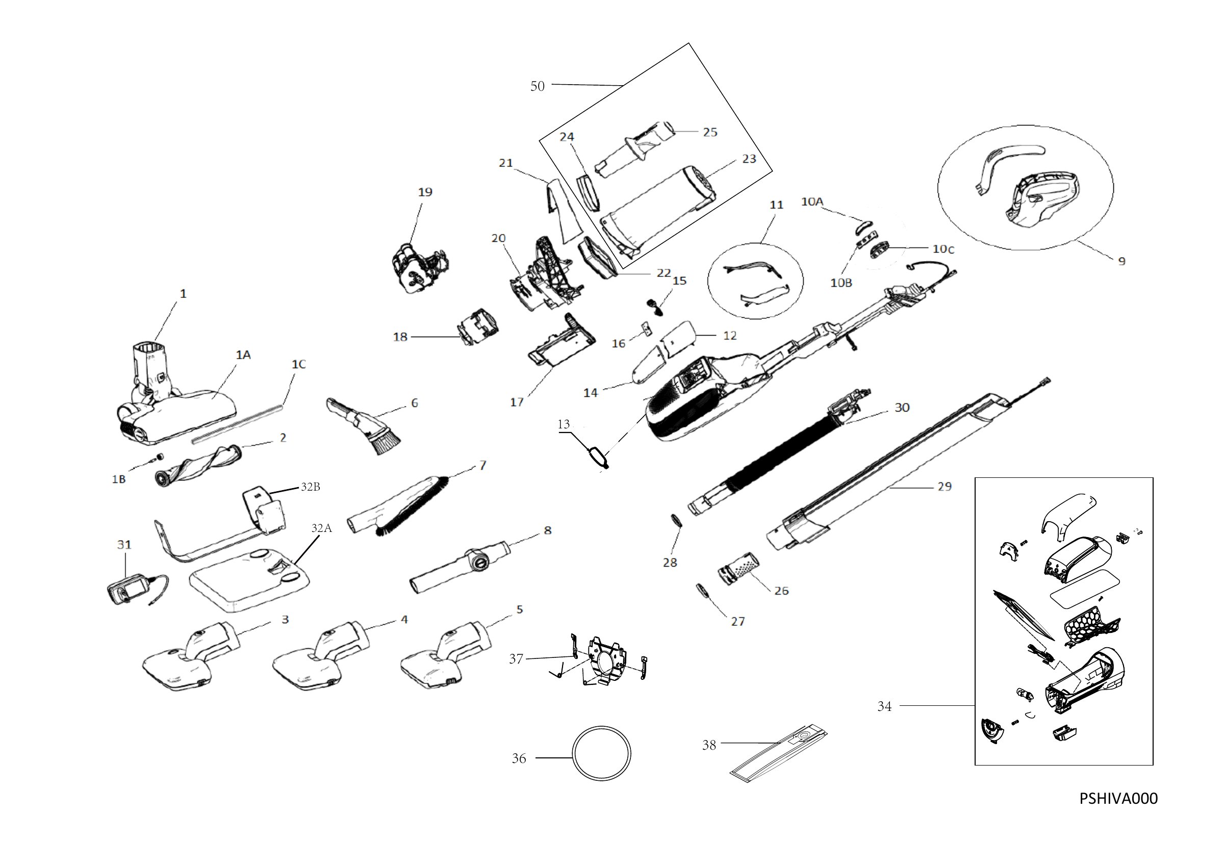 Housing, motor, filters