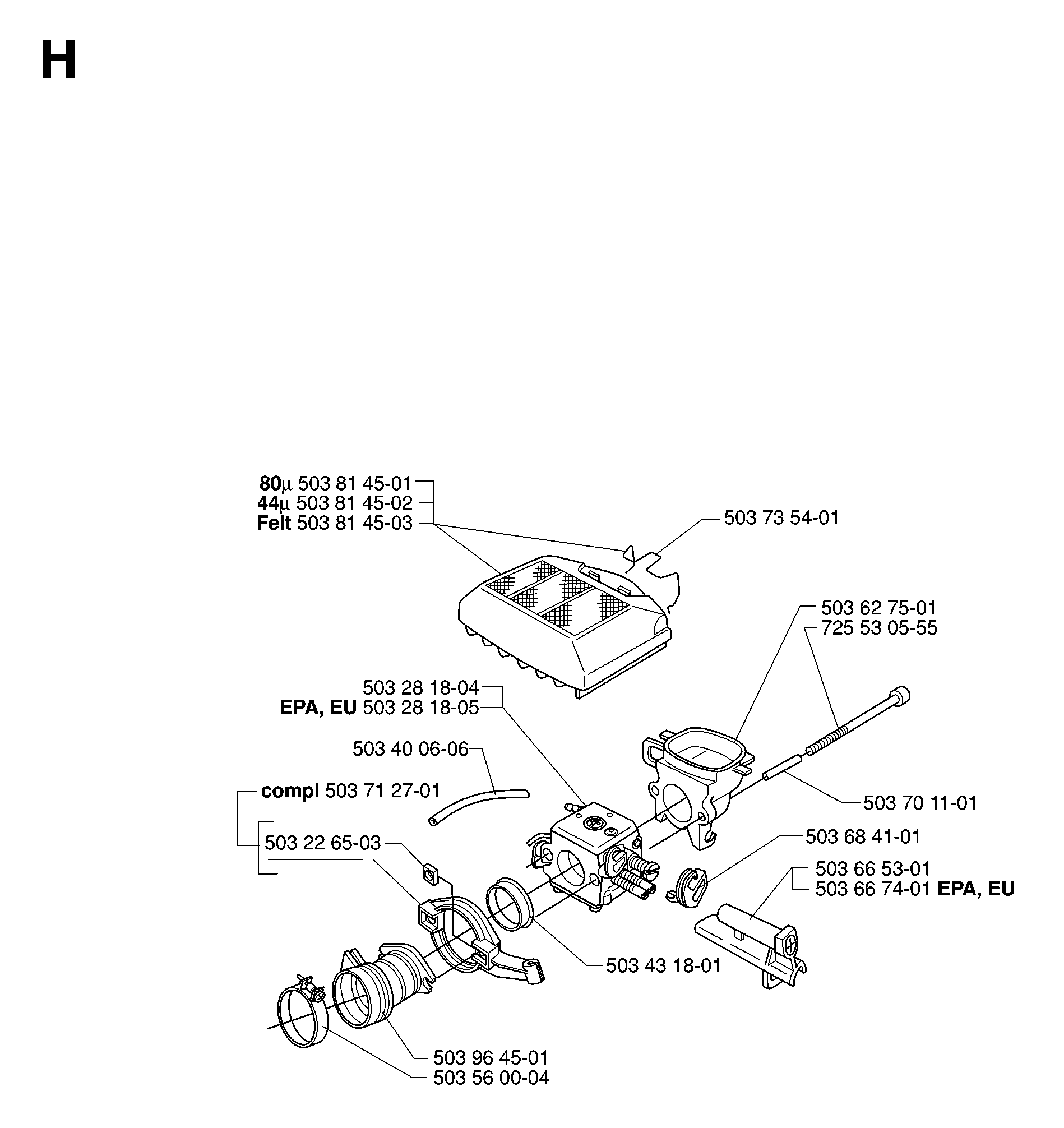 FUEL TANK, STARTER & AIR FILTER