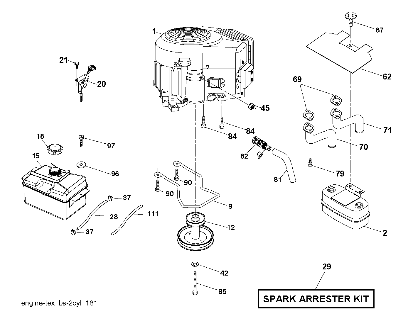 CYLINDER, PISTON & MUFFLER