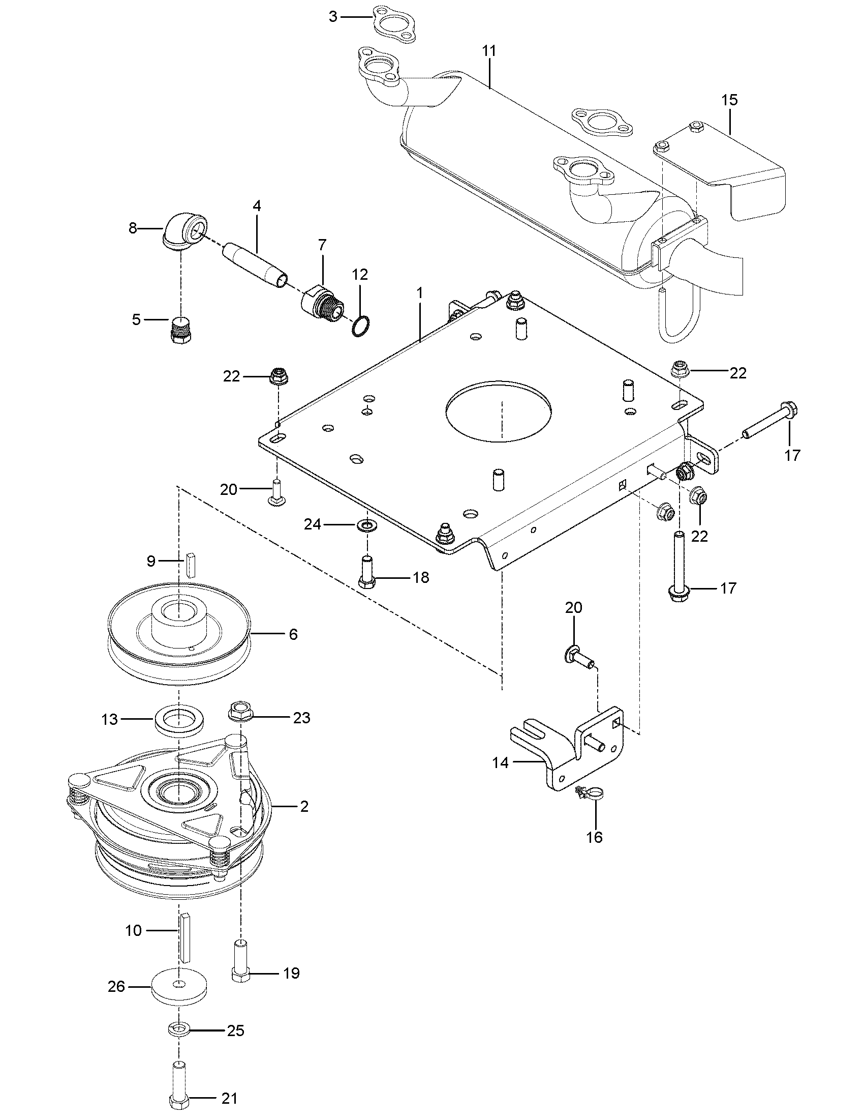 ENGINE MOUNTING, GUARDS & MUFFLER