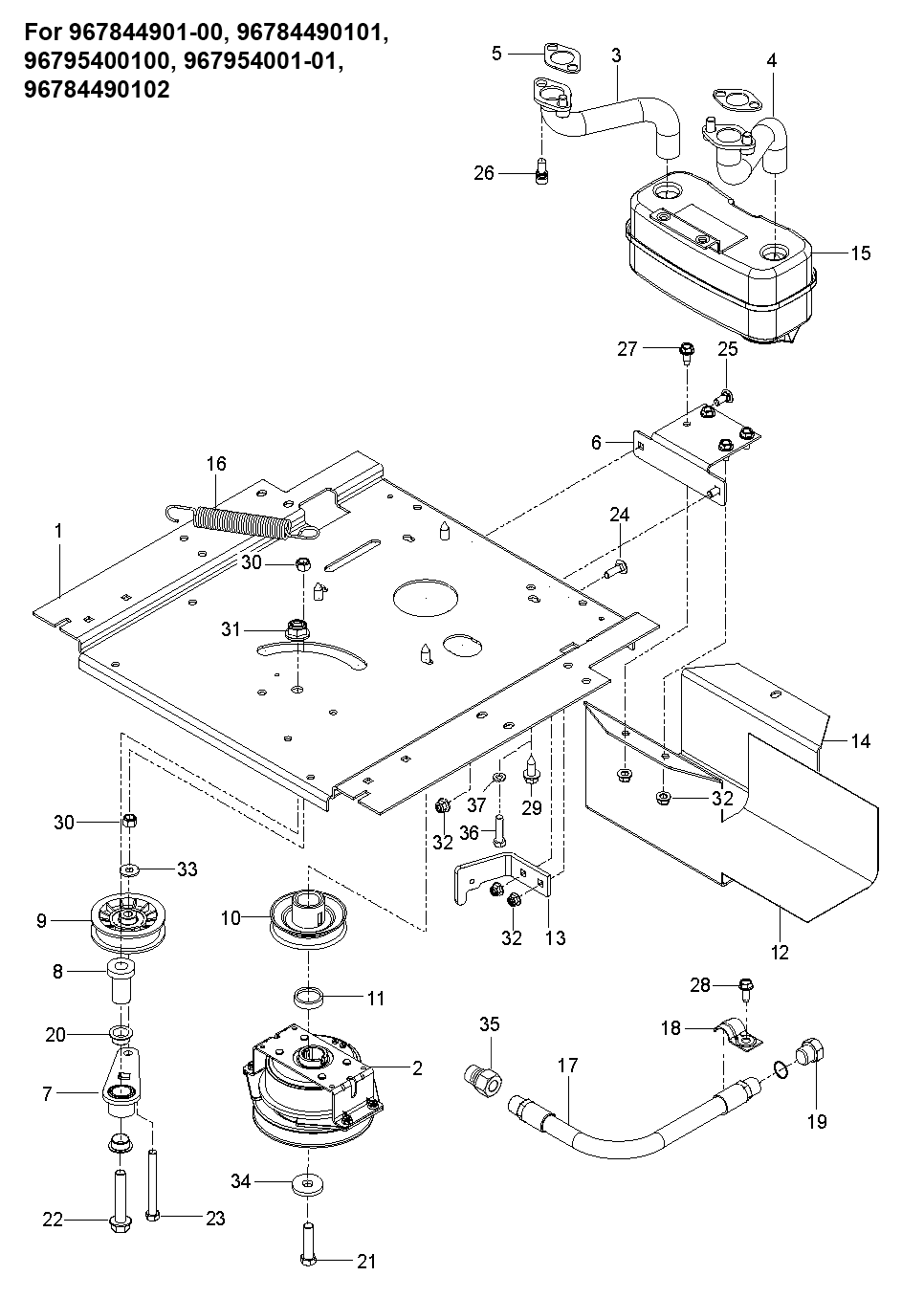 ENGINE MOUNTING, GUARDS & MUFFLER