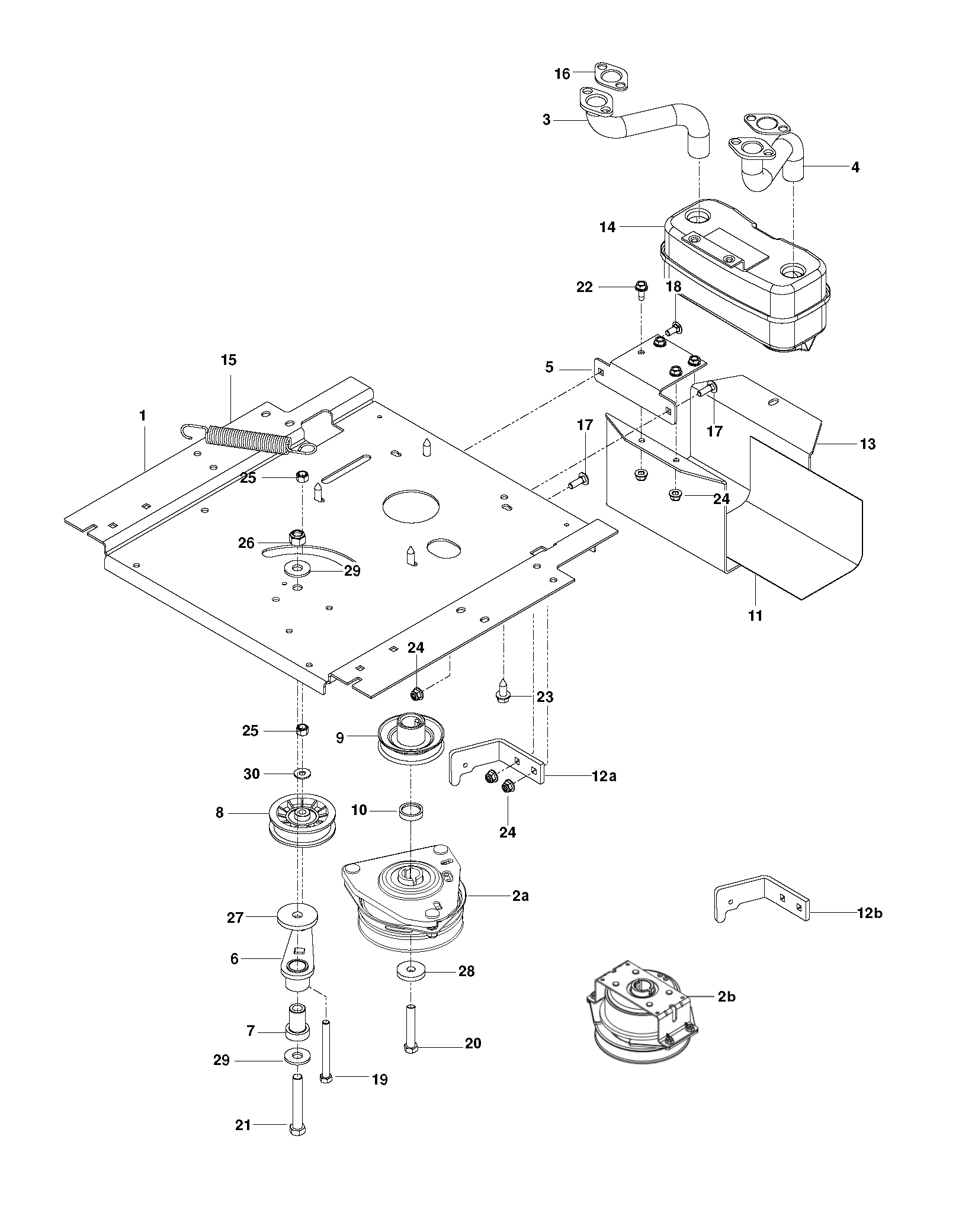 ENGINE MOUNTING, GUARDS & MUFFLER