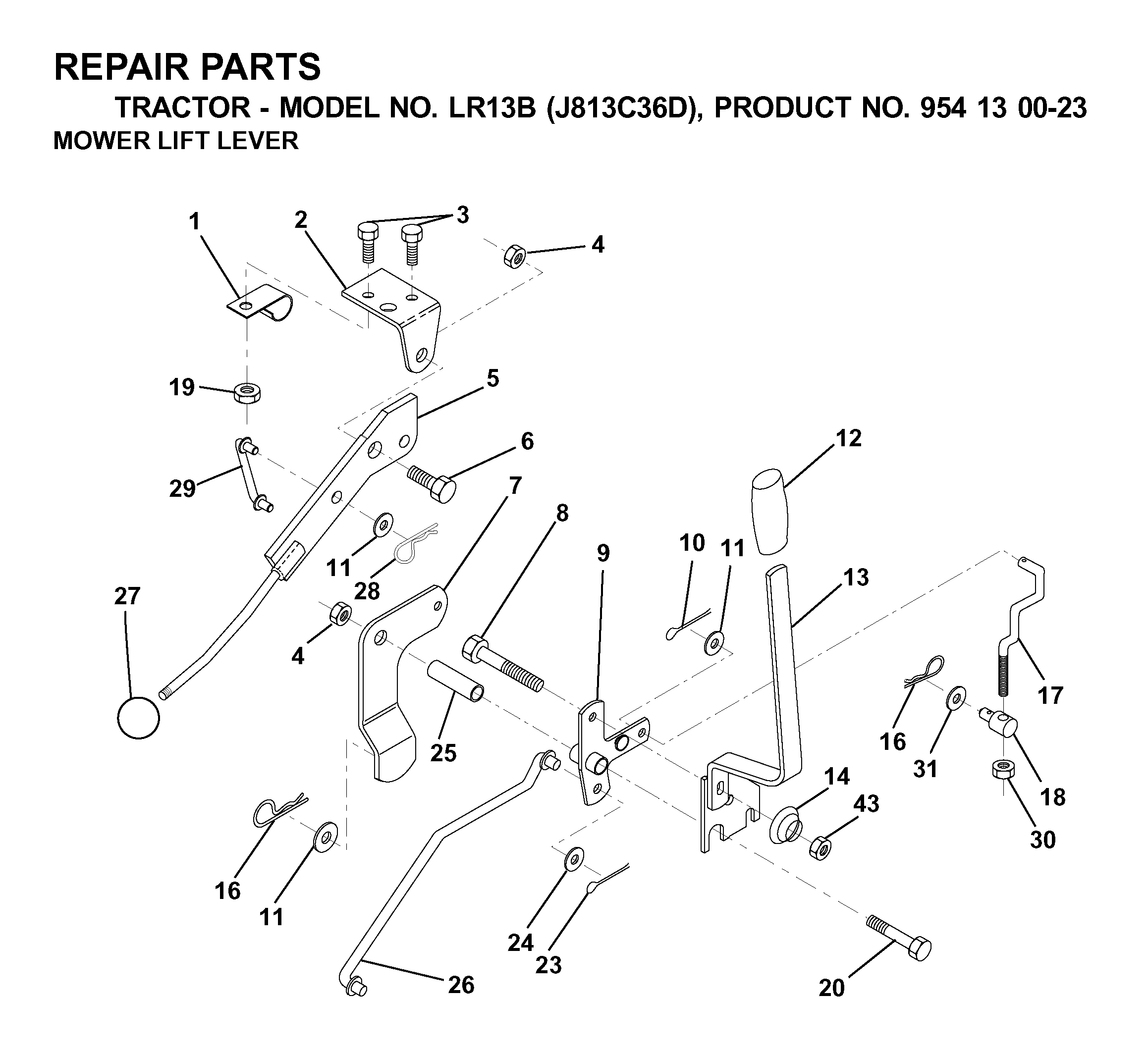 MOWER LIFT LEVER