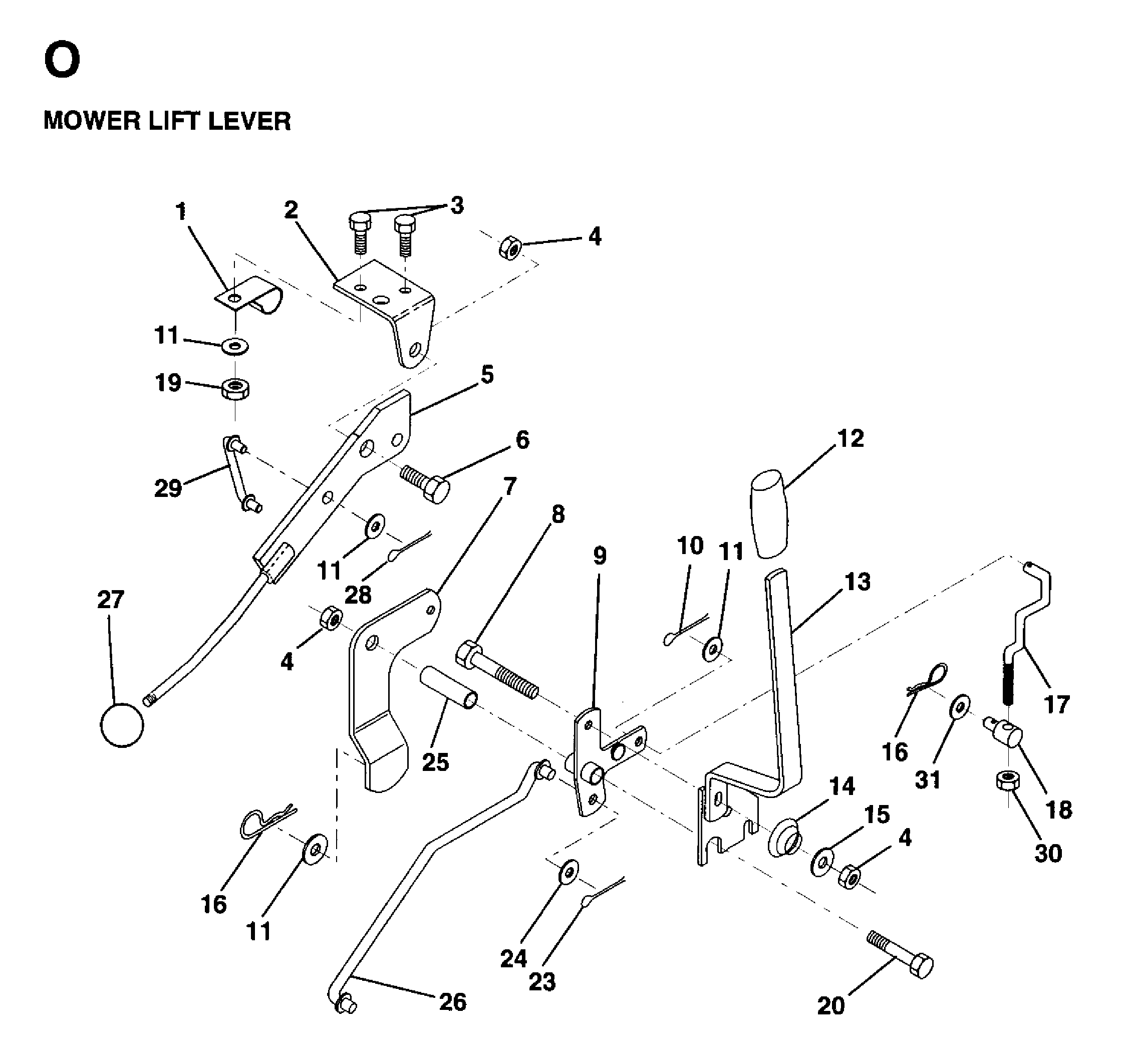 MOWER LIFT LEVER