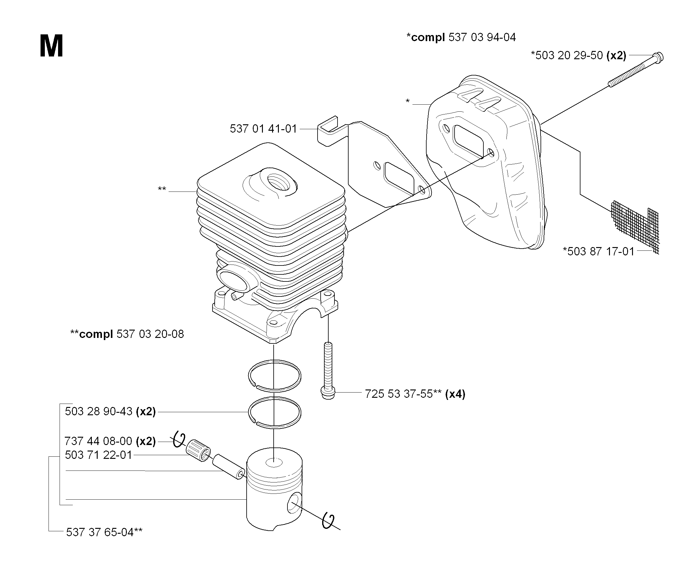 CYLINDER, PISTON & MUFFLER