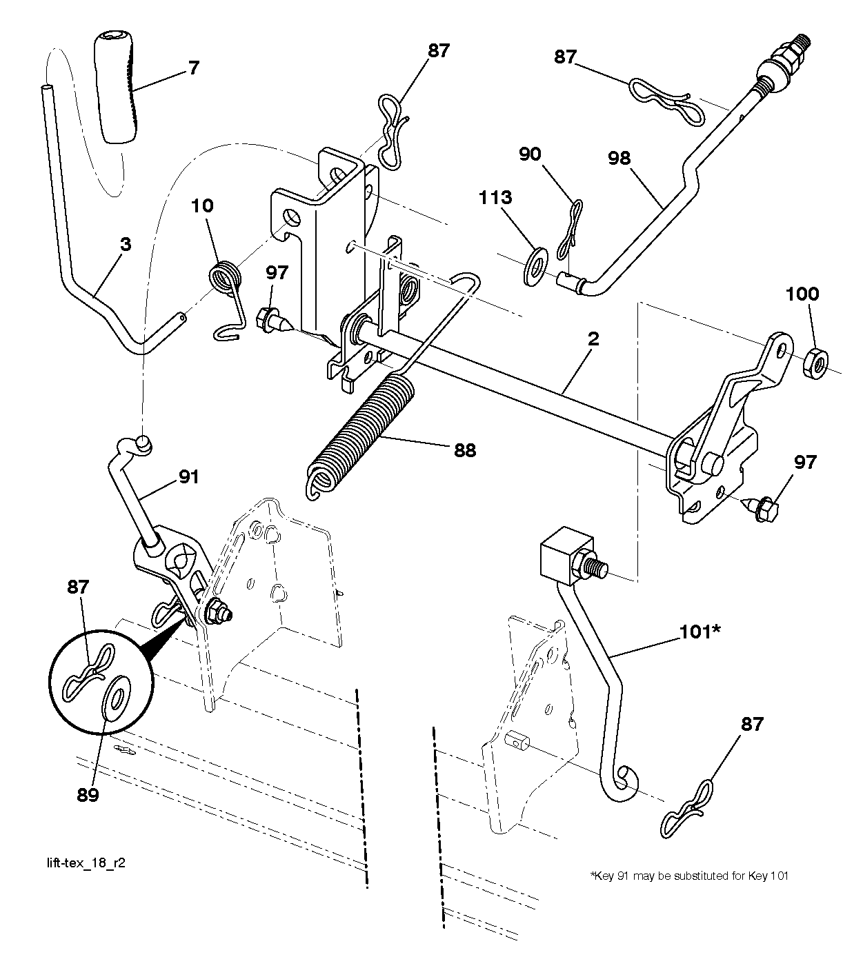 MOWER LIFT LEVER