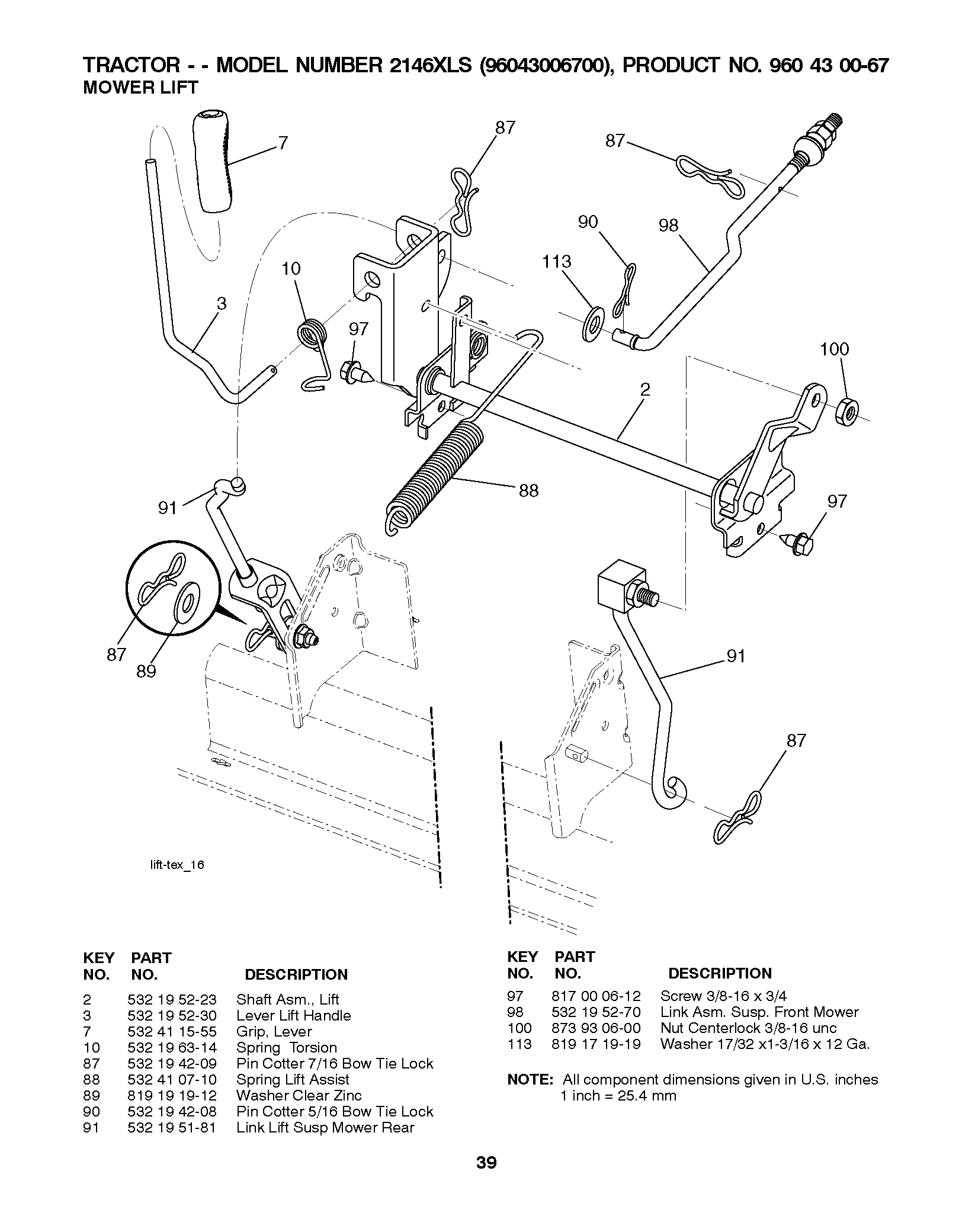 MOWER LIFT / DECK LIFT