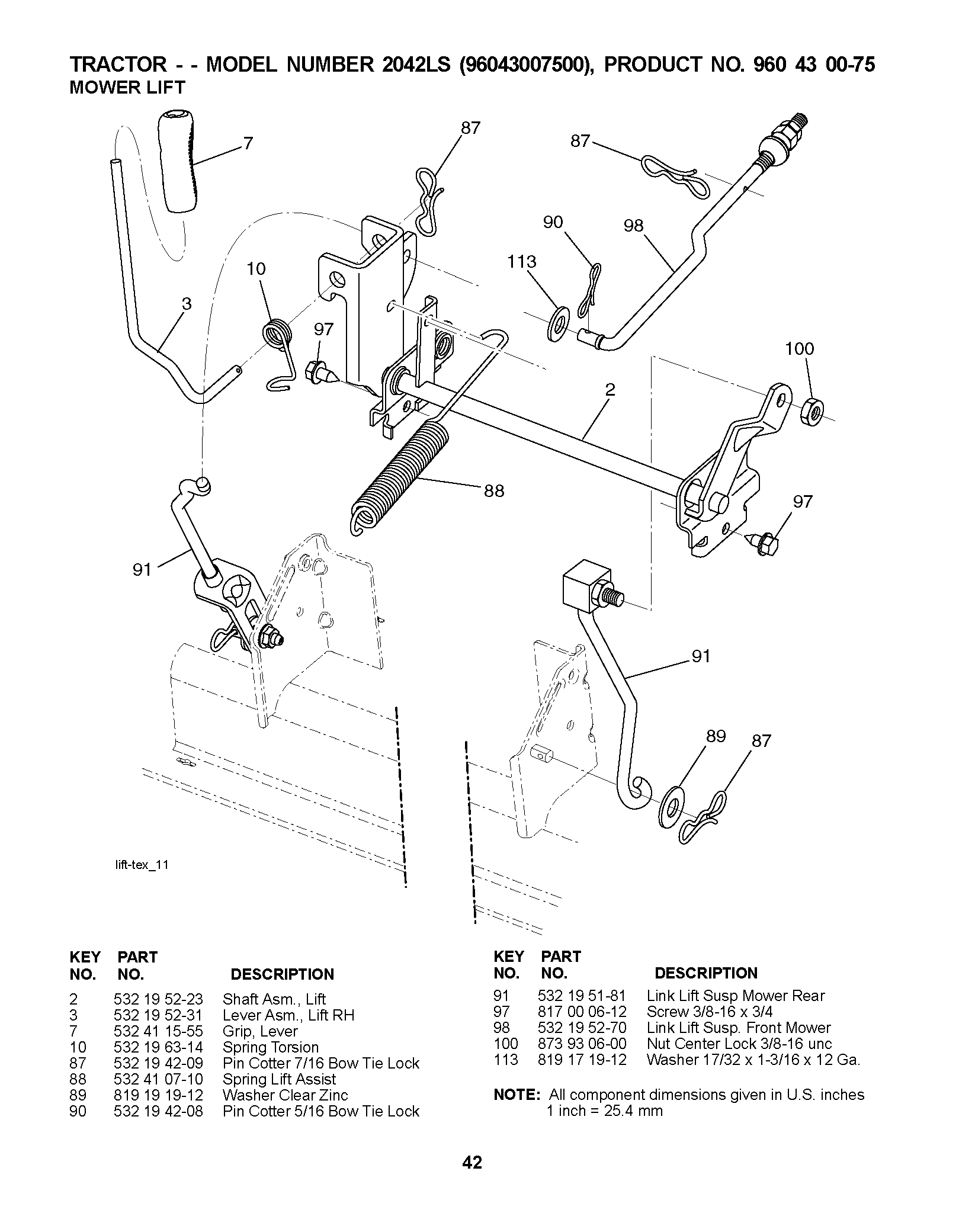 MOWER LIFT / DECK LIFT