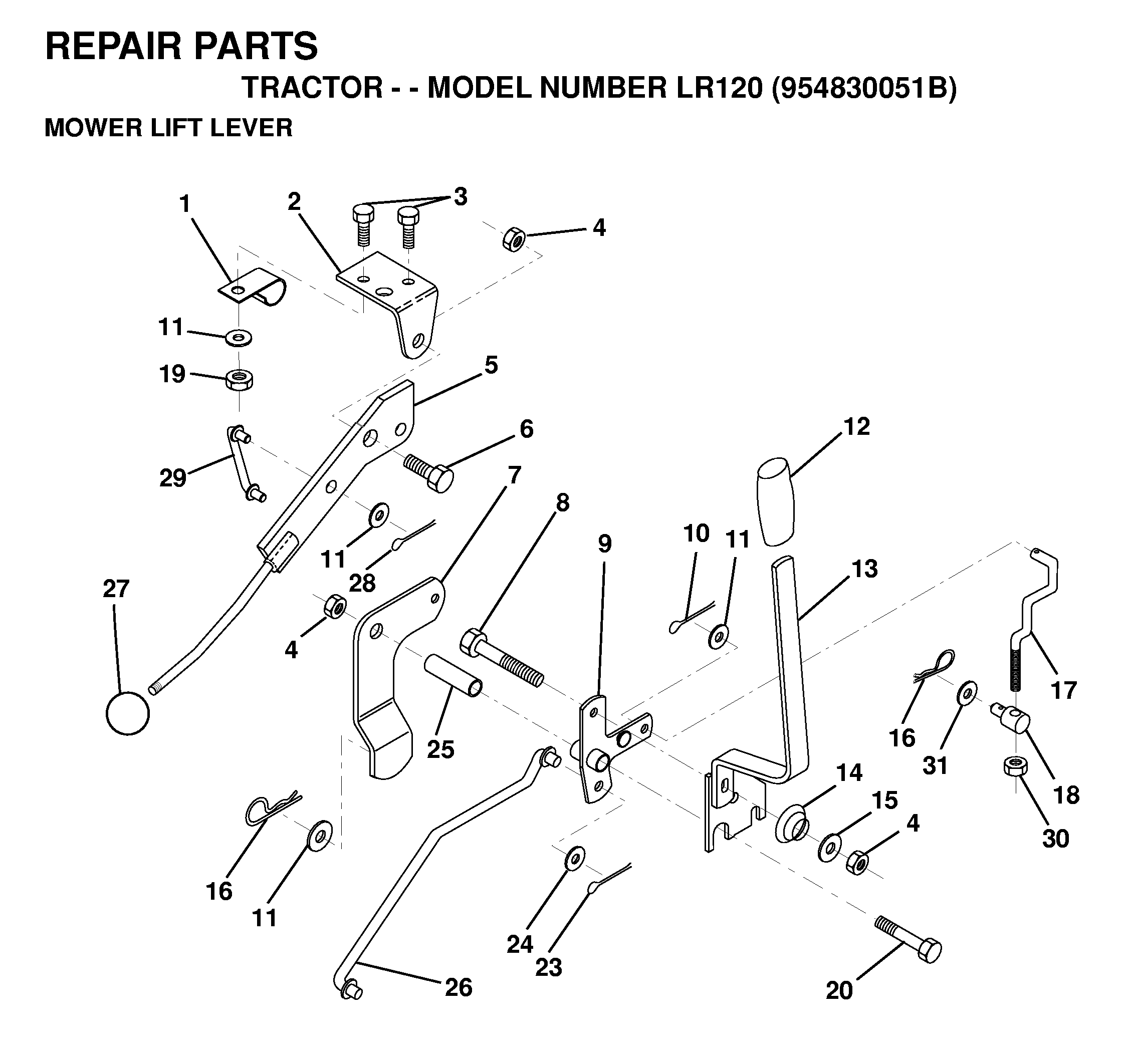 MOWER LIFT LEVER
