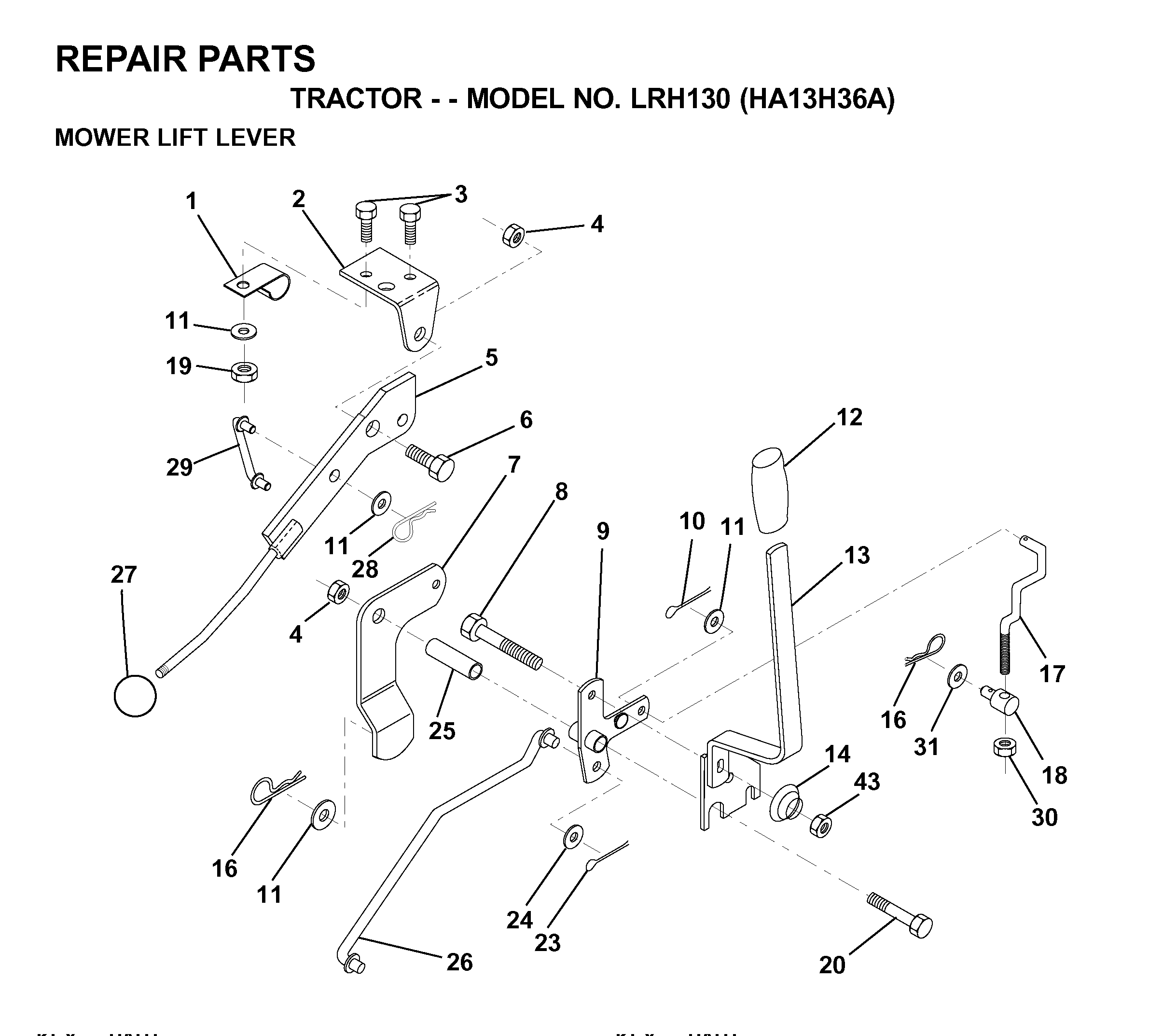 MOWER LIFT LEVER