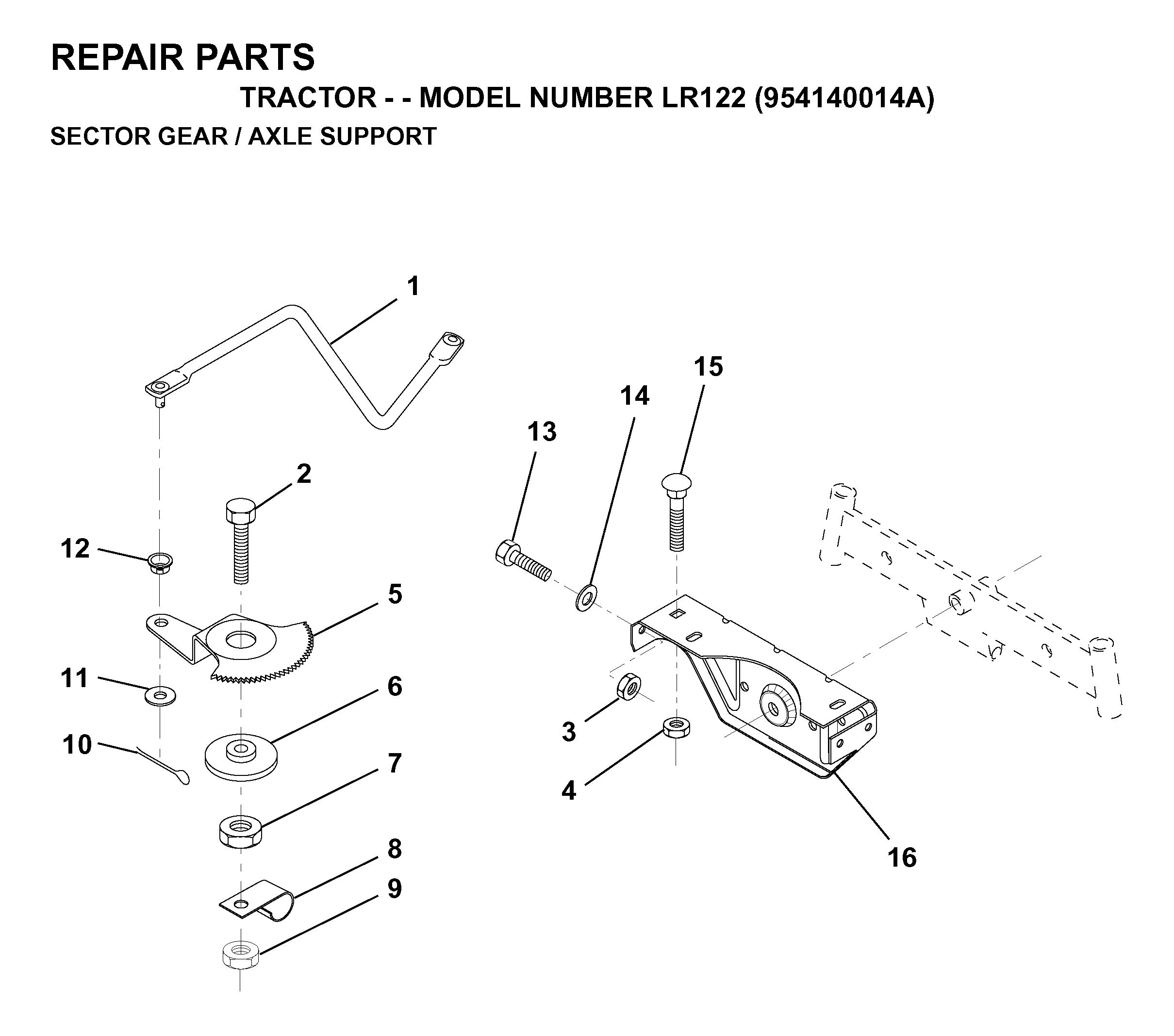 SECTOR GEAR / AXLE SUPPORT
