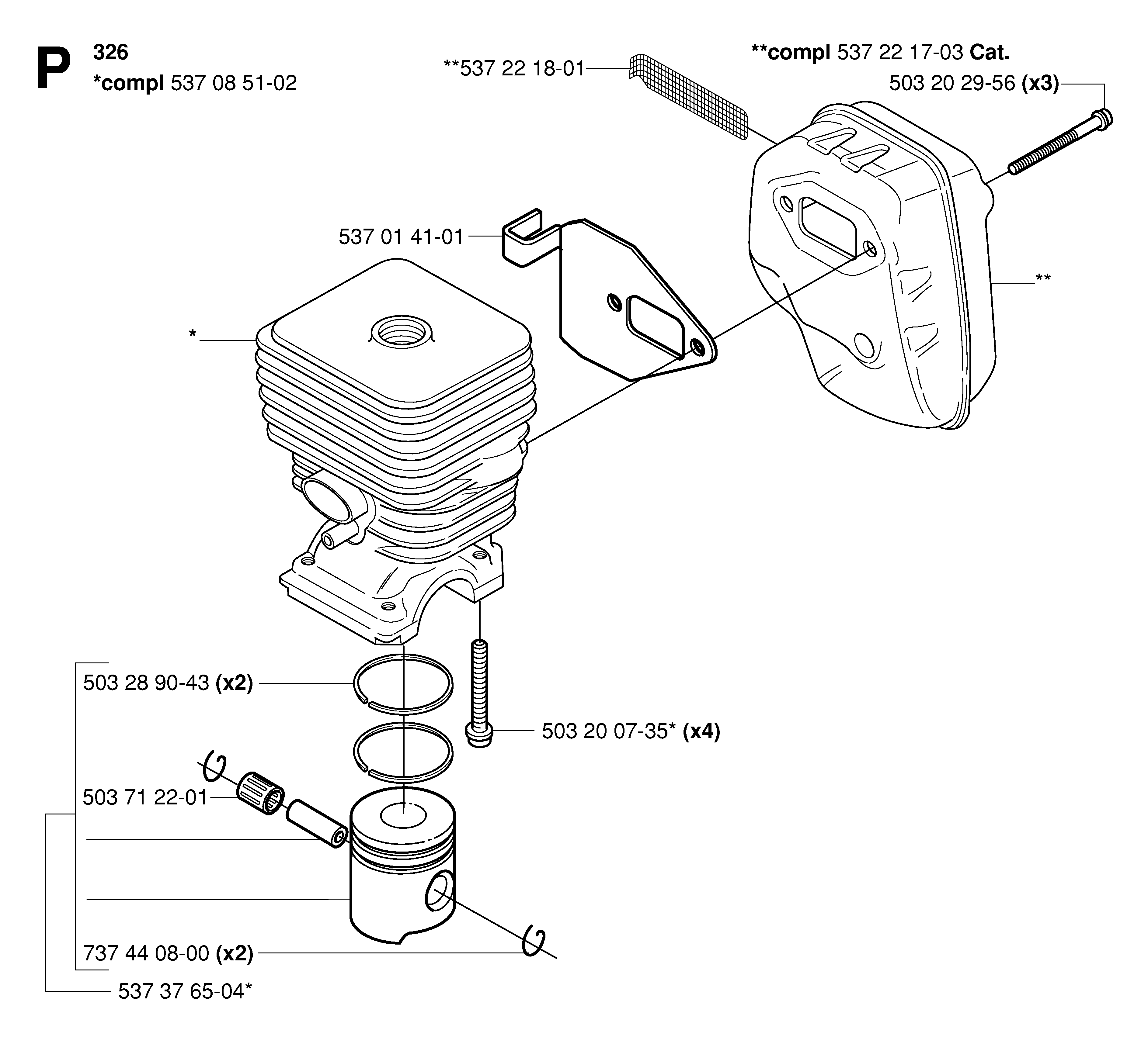 CYLINDER, PISTON & MUFFLER