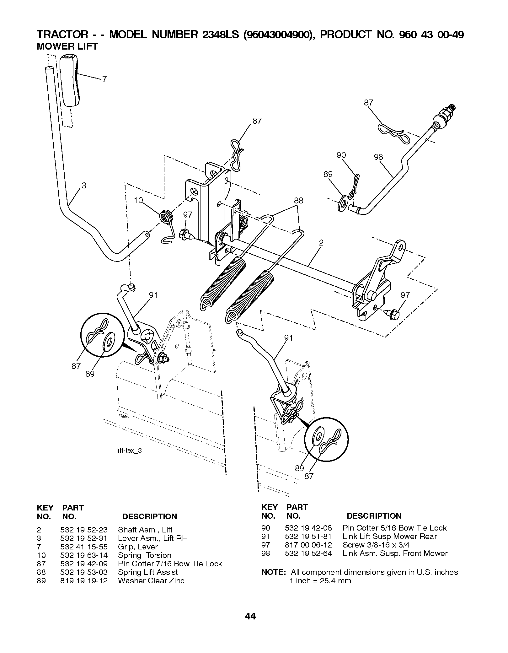 MOWER LIFT / DECK LIFT