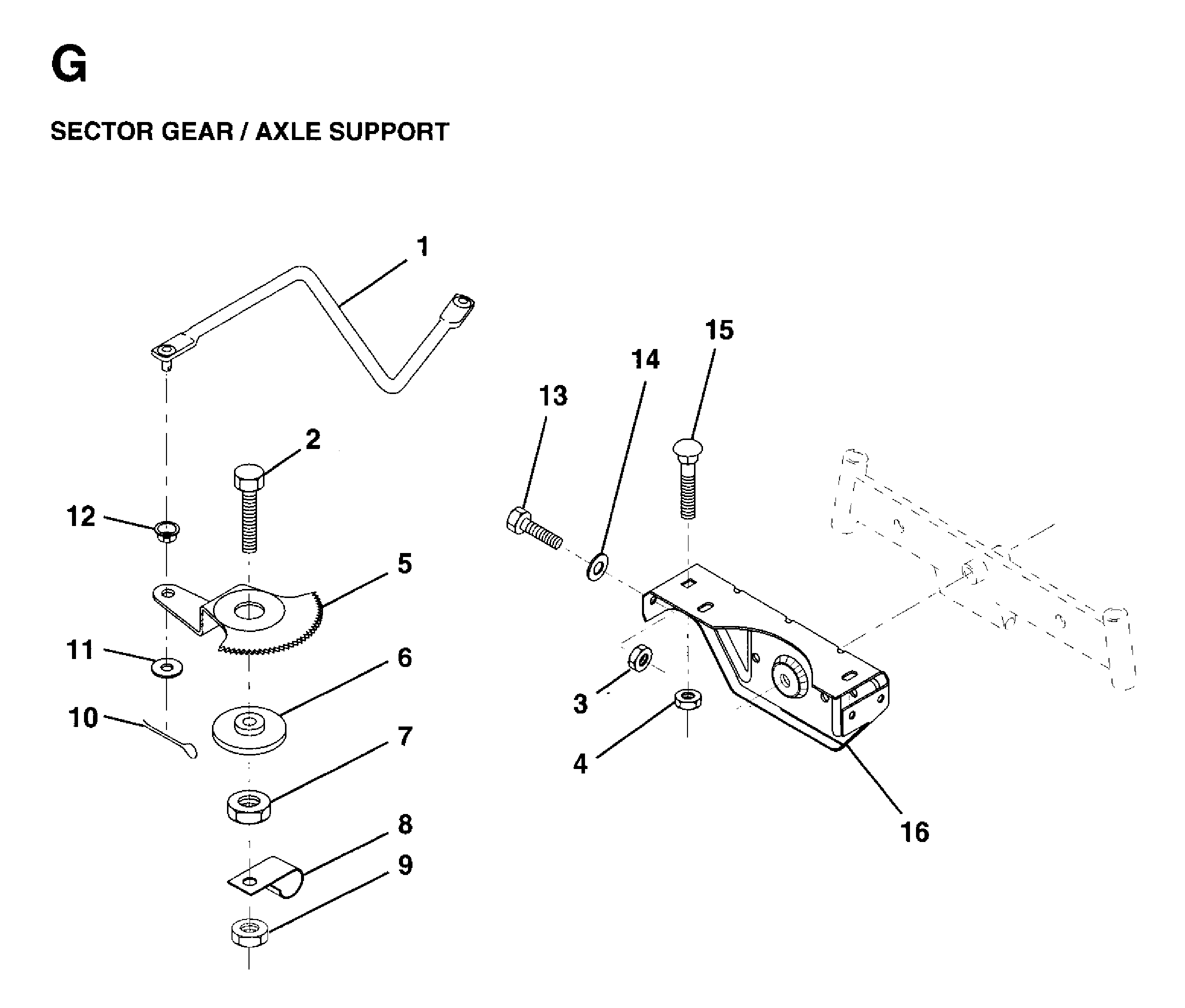 SECTOR GEAR / AXLE SUPPORT