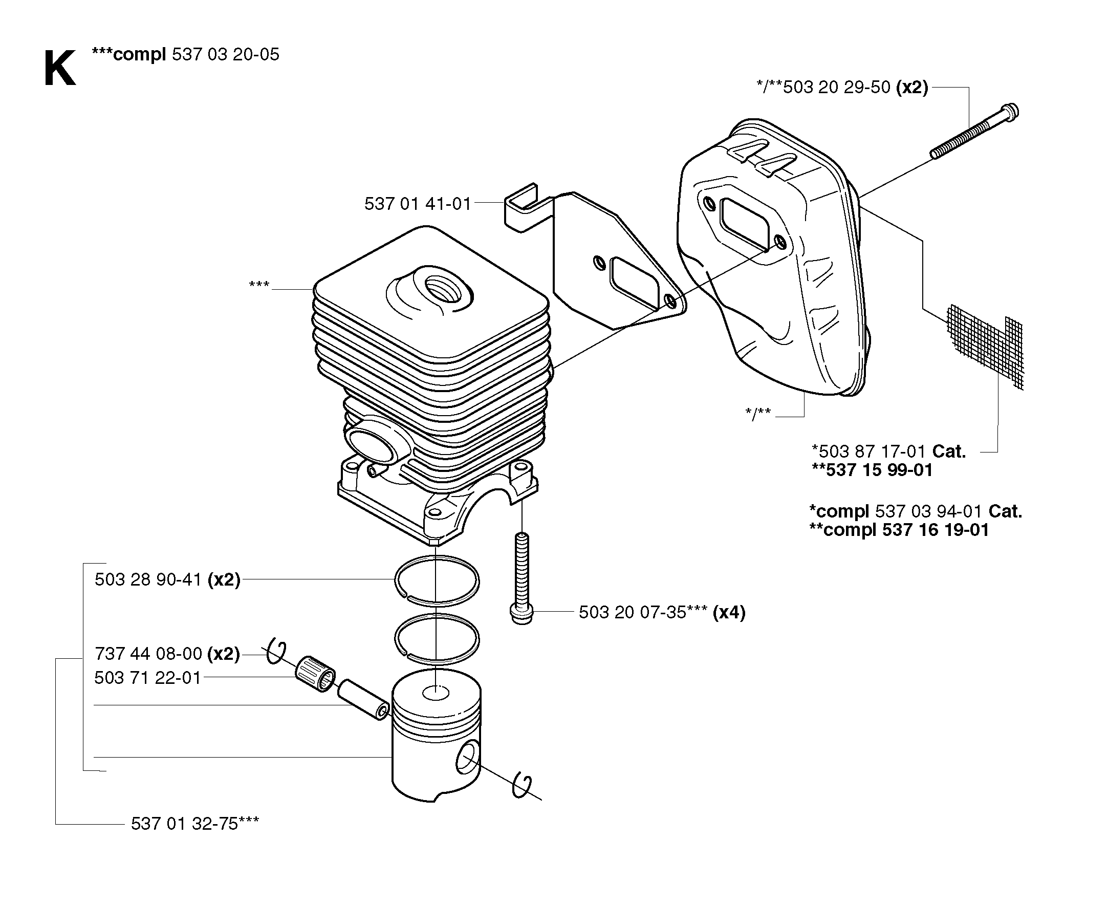 CYLINDER, PISTON & MUFFLER