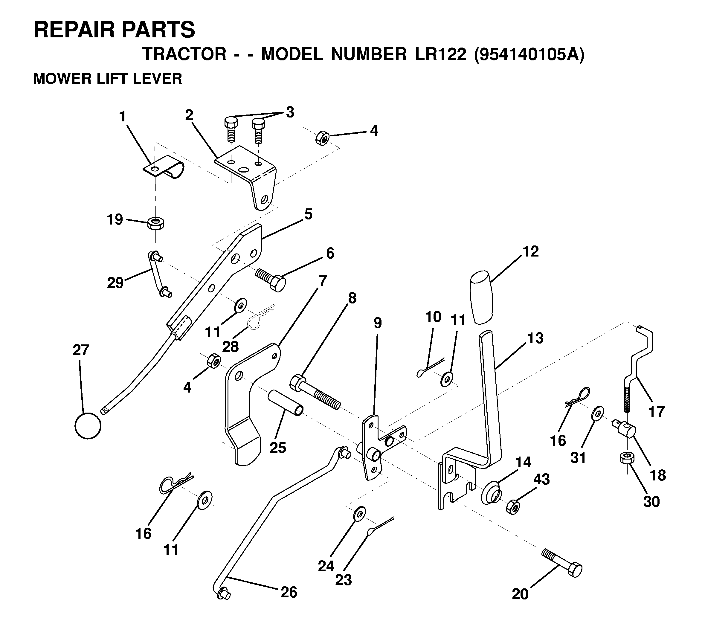 MOWER LIFT LEVER