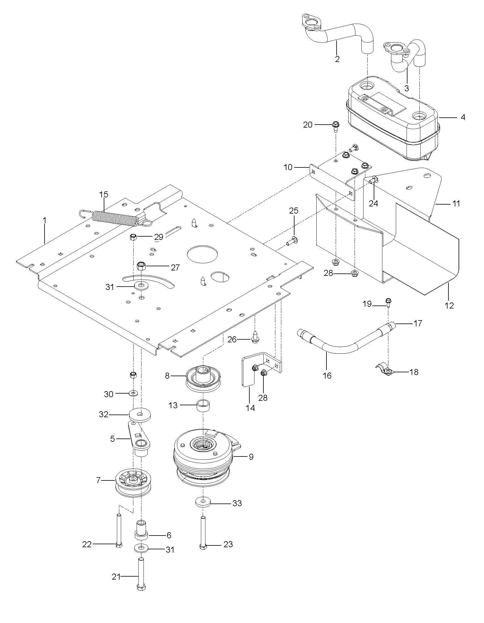 ENGINE MOUNTING, GUARDS & MUFFLER