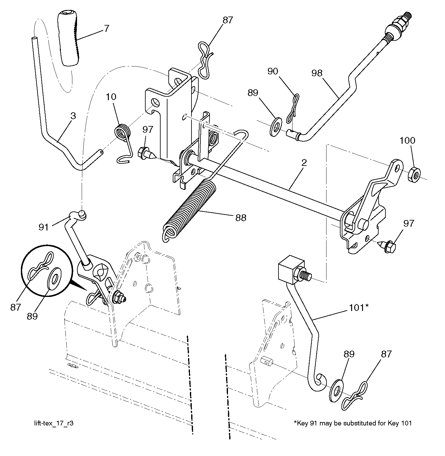 MOWER LIFT LEVER
