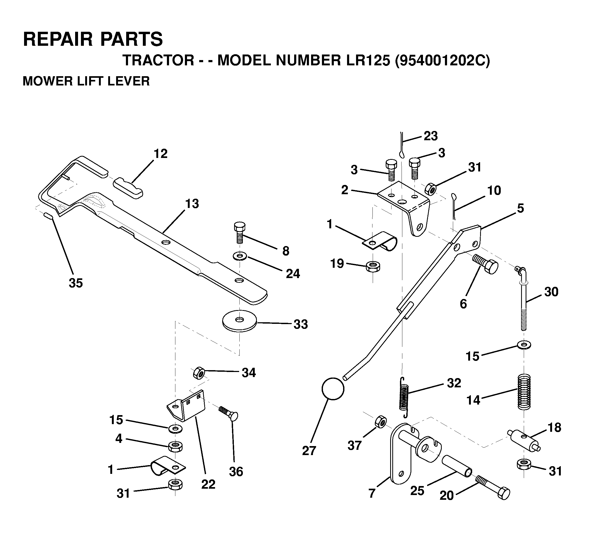 MOWER LIFT LEVER