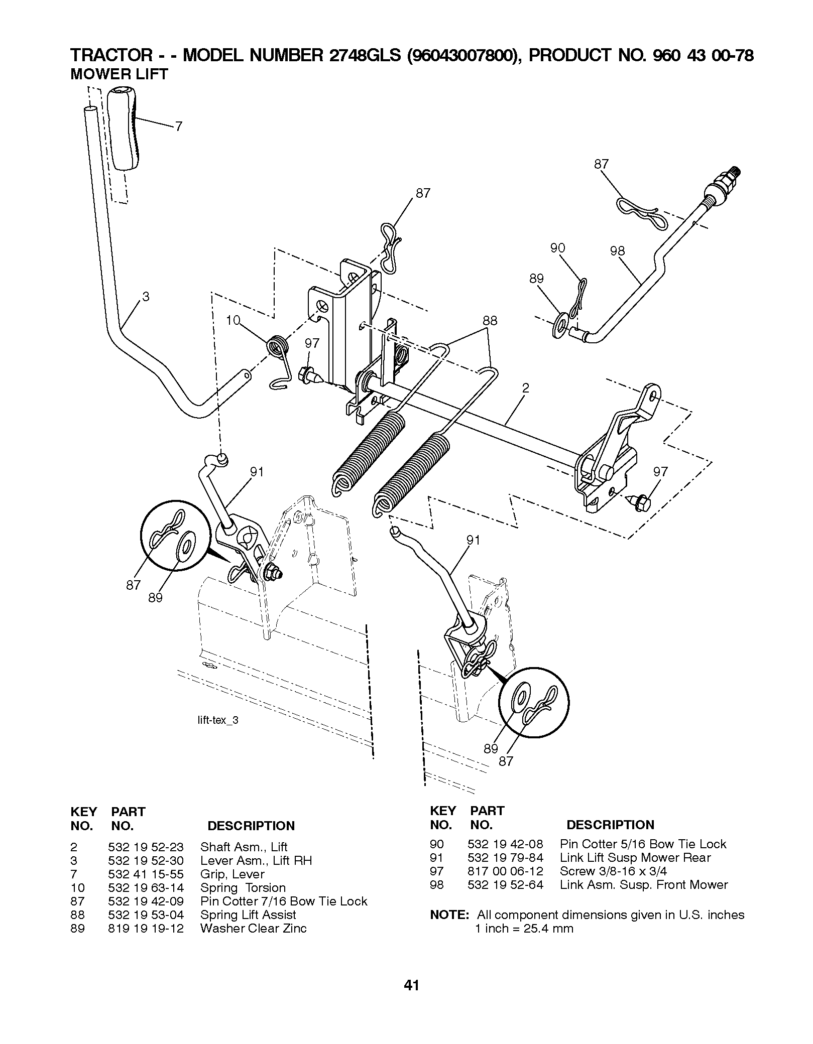 MOWER LIFT / DECK LIFT