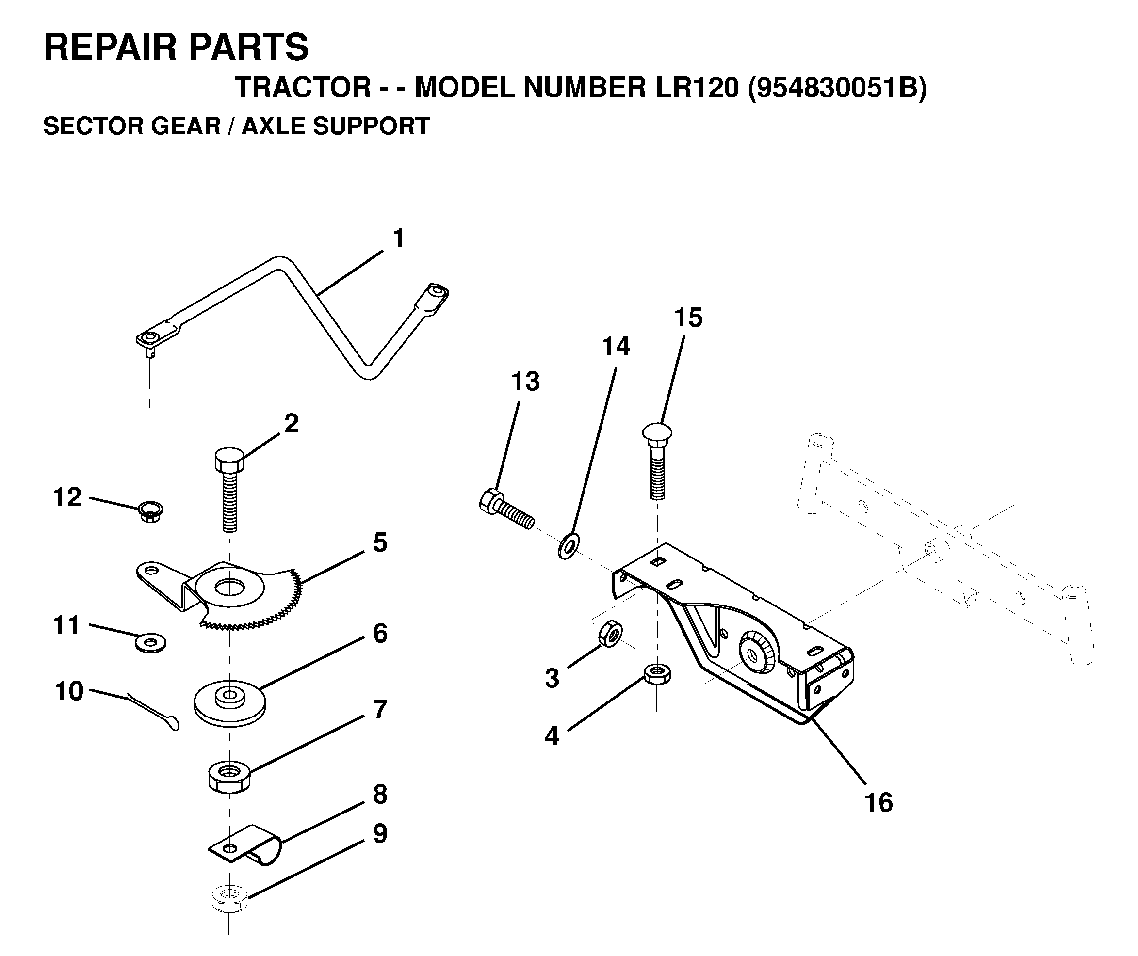 SECTOR GEAR / AXLE SUPPORT