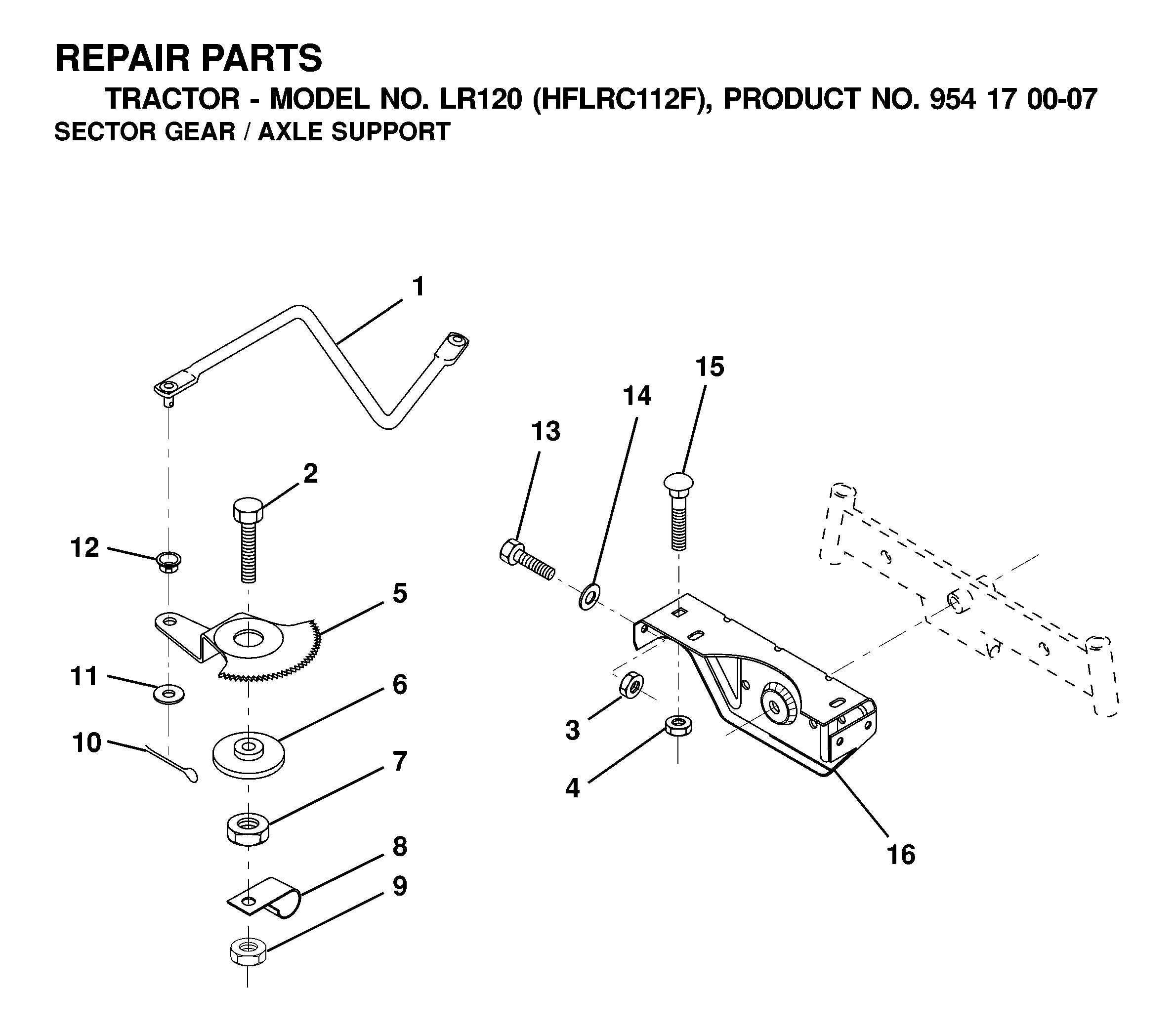 SECTOR GEAR / AXLE SUPPORT