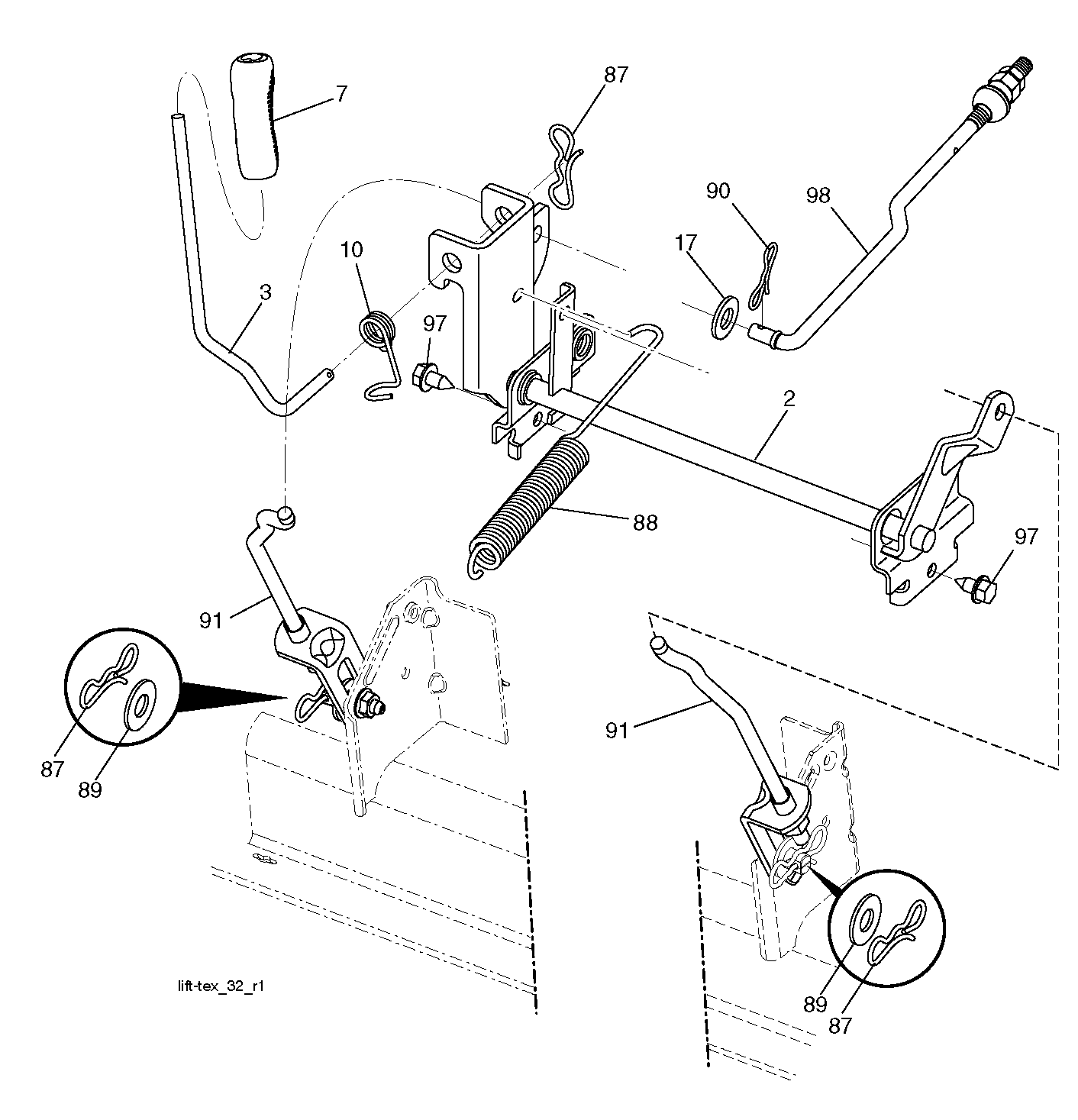 MOWER LIFT LEVER