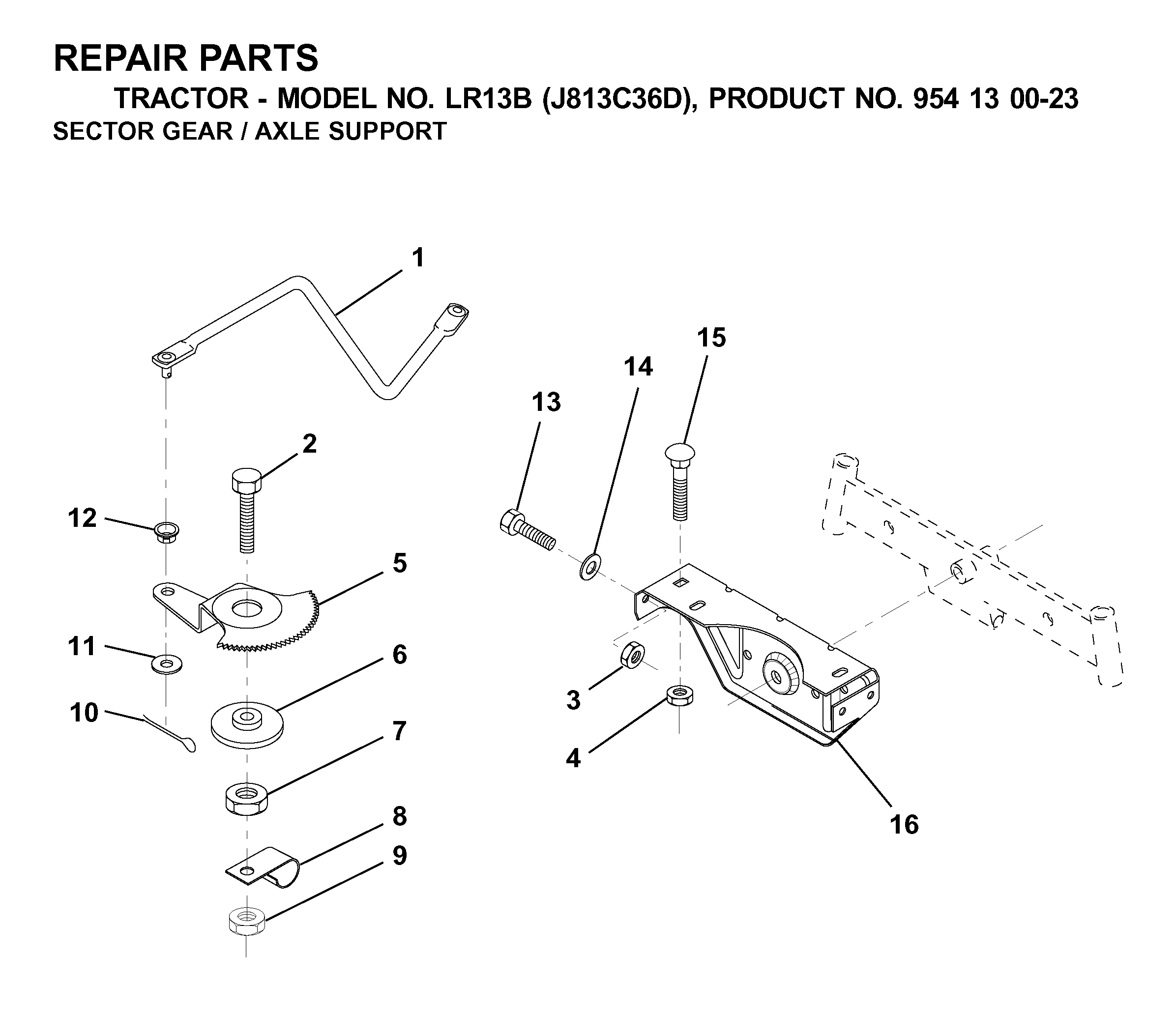 SECTOR GEAR / AXLE SUPPORT