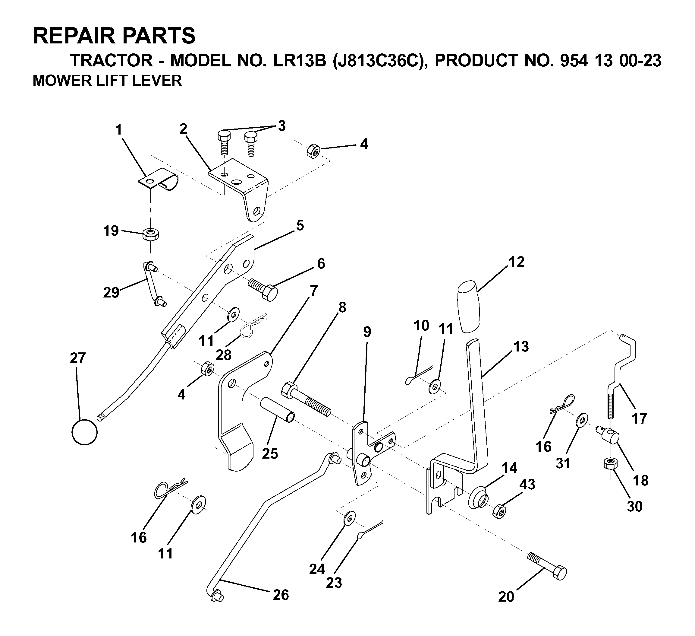 MOWER LIFT LEVER