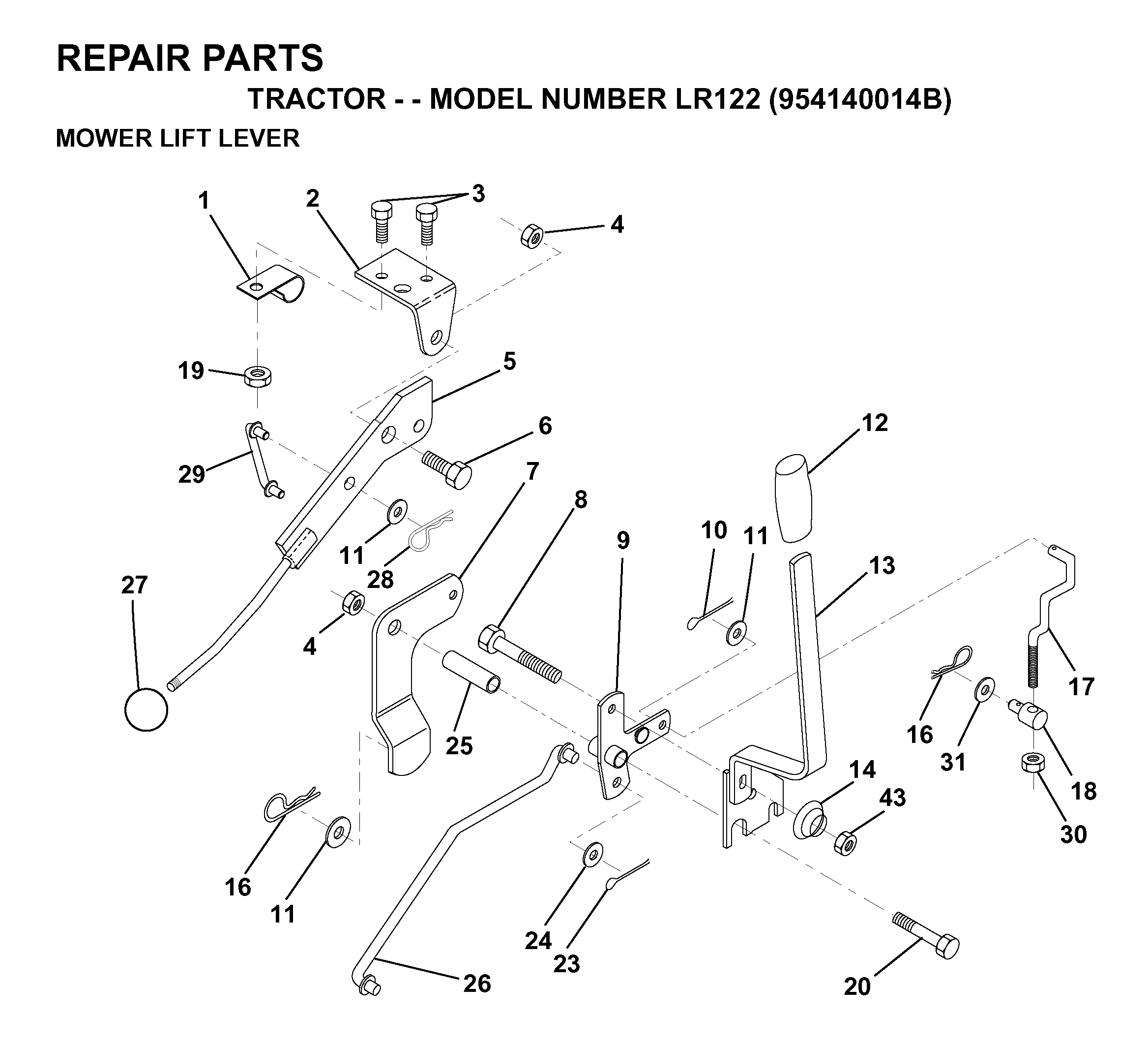 MOWER LIFT LEVER