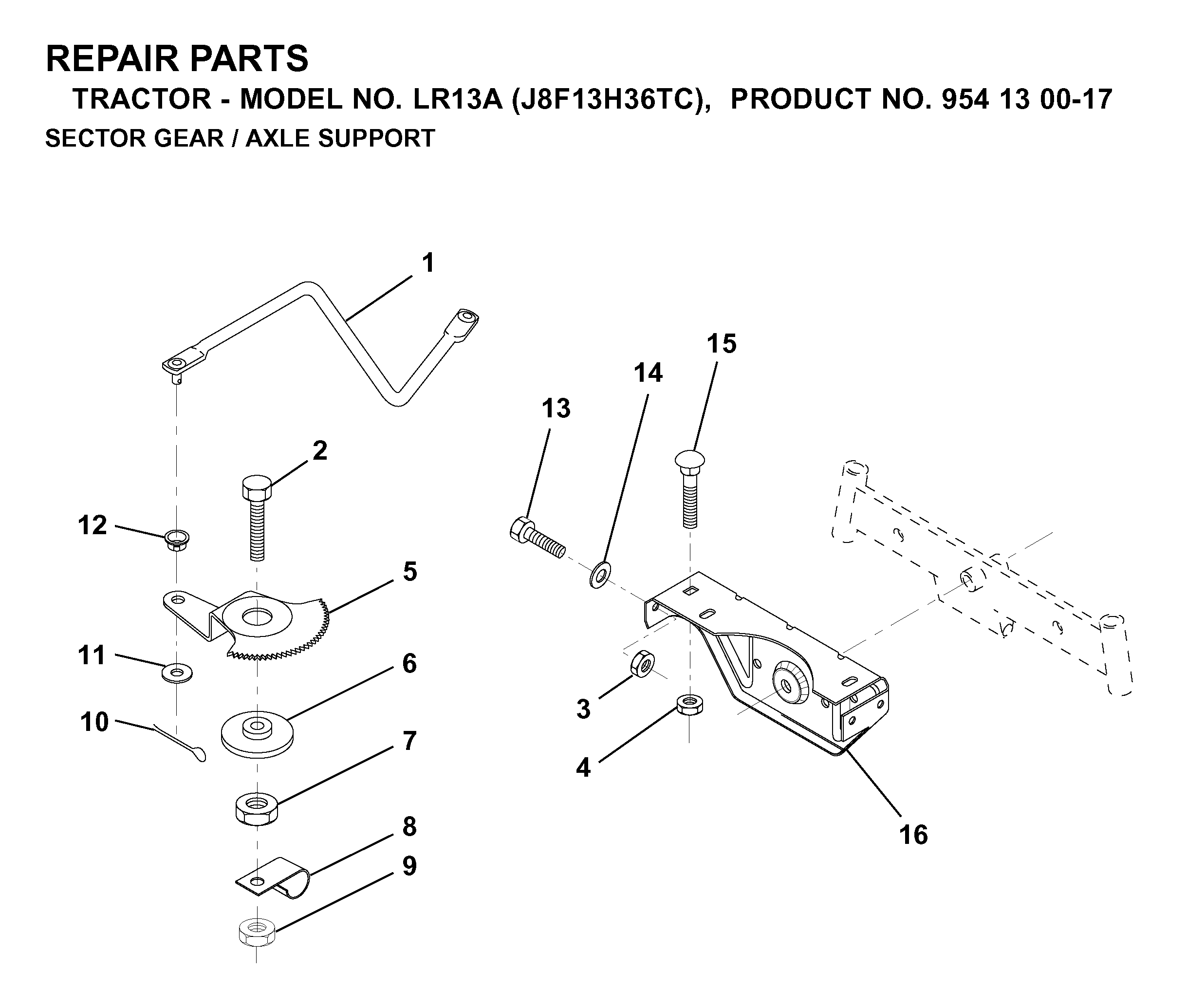SECTOR GEAR / AXLE SUPPORT