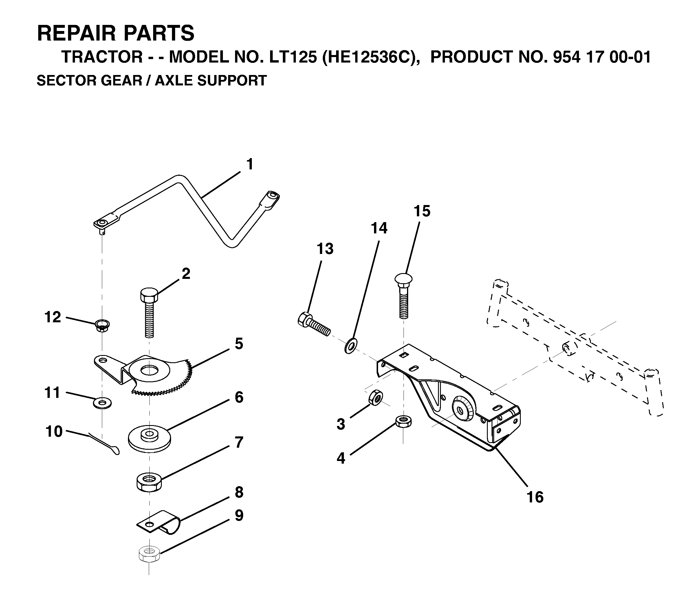 SECTOR GEAR / AXLE SUPPORT